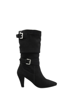 Ravel Guise Suede Pointed Heeled Slouchy Boots, Black