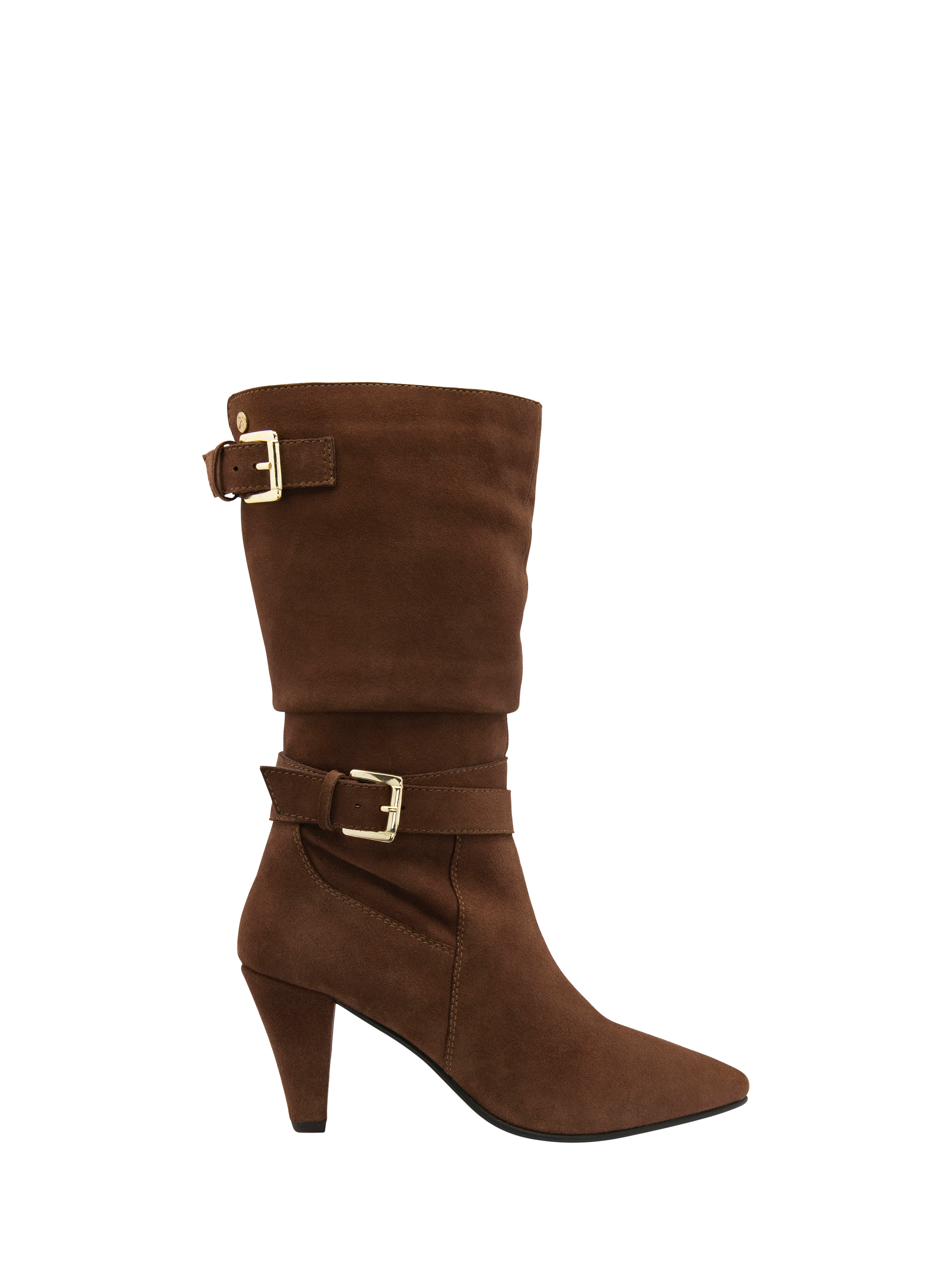 Product image 1 of 4, which shows Ravel Guise Suede Pointed Heeled Slouchy Boots, Brown, 4