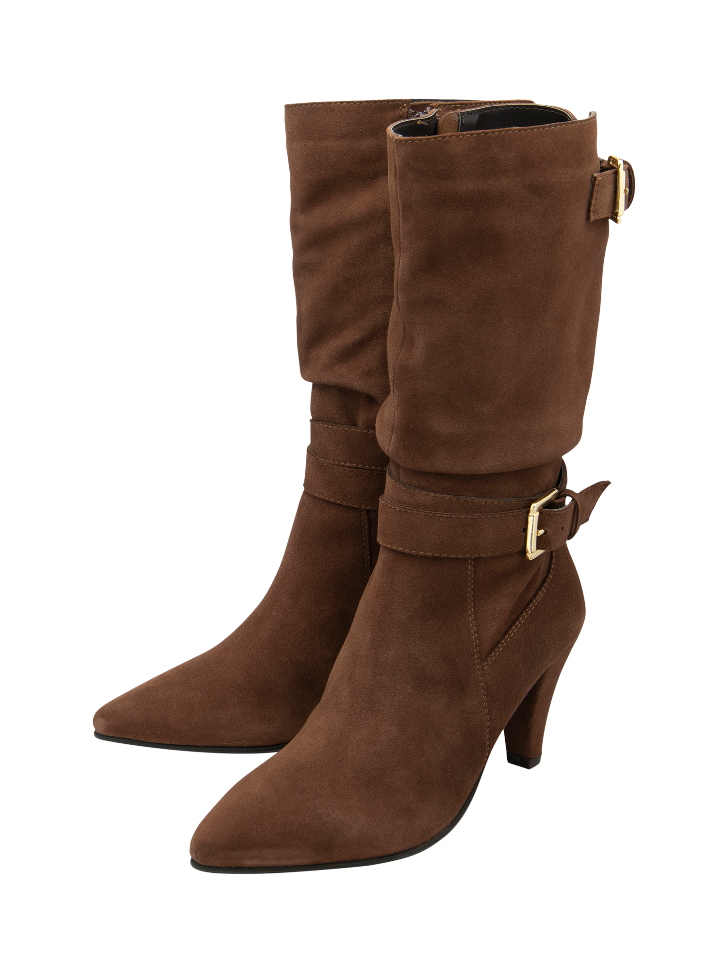 Product image 2 of 4, which shows Ravel Guise Suede Pointed Heeled Slouchy Boots, Brown, 4