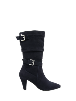 Ravel Guise Suede Pointed Heeled Slouchy Boots, Navy