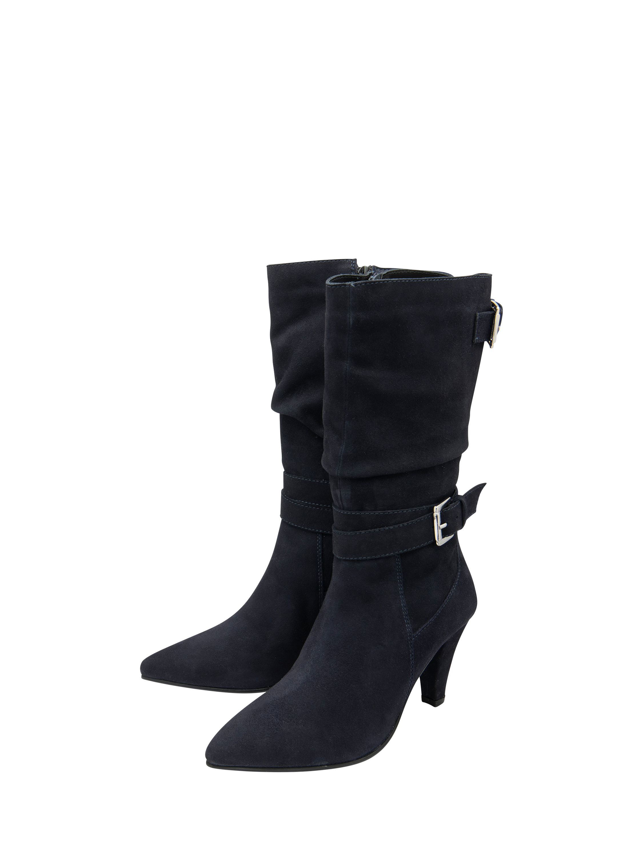 Product image 2 of 4, which shows Ravel Guise Suede Pointed Heeled Slouchy Boots, Navy, 4
