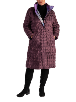 chesca Plain/Watercolour Reversible Coat, Grape/Multi, Grape/Multi