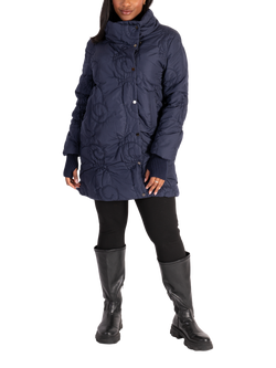 chesca Quilted High Neck Coat, Navy