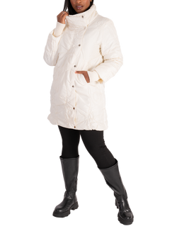 chesca Quilted High Neck Coat, Cream