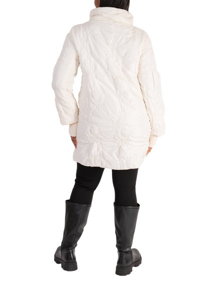 chesca Quilted High Neck Coat - view 2, Cream