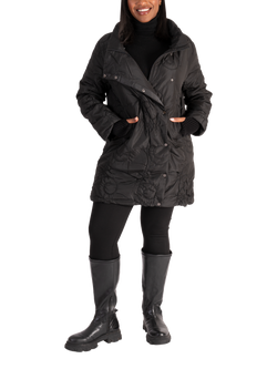 chesca Quilted High Neck Coat, Black