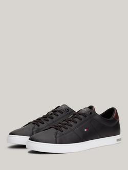 Tommy Hilfiger Essential Leather Trainers, Black - view 2, Black