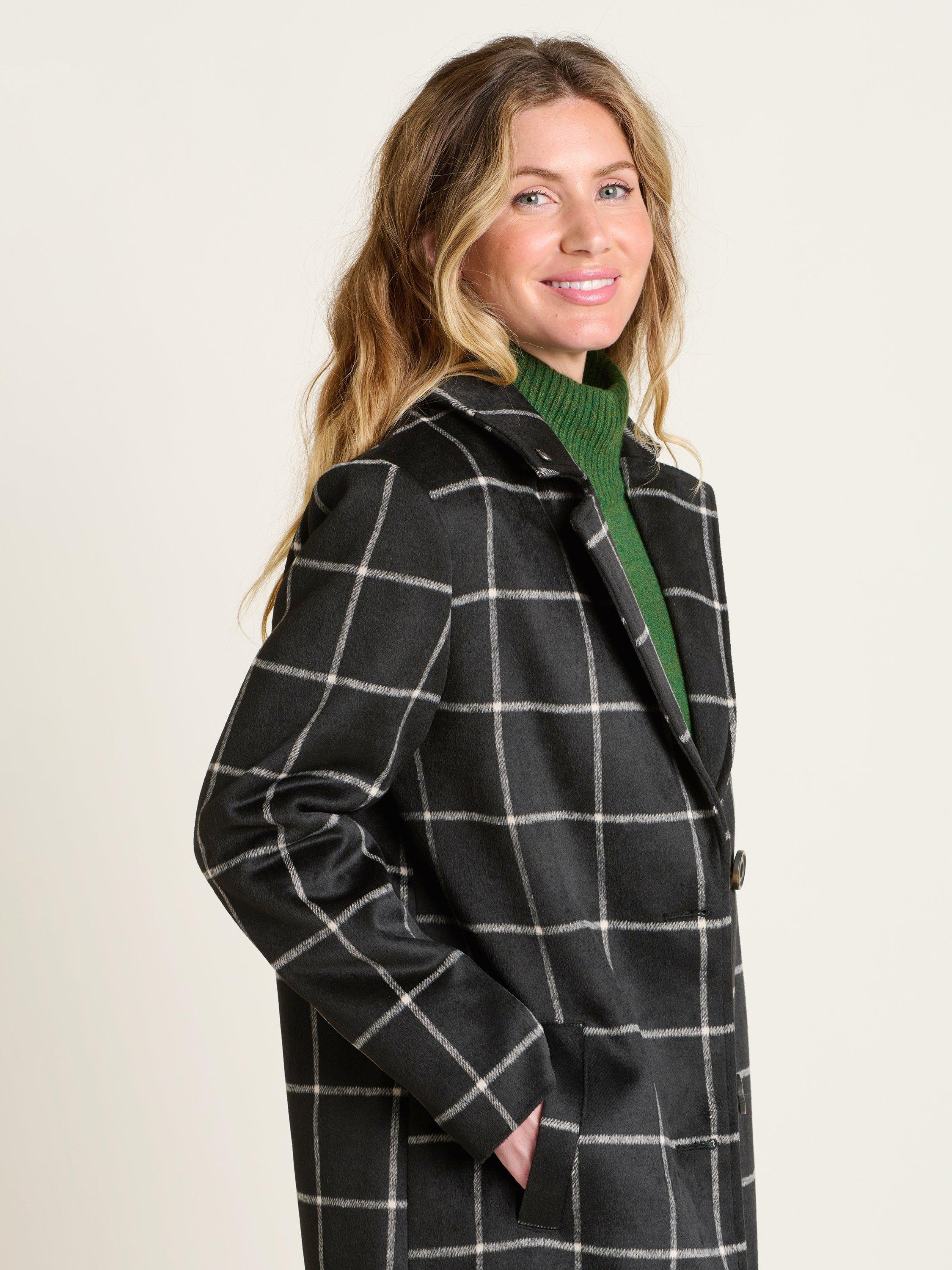 Product image 3 of 5, which shows Brakeburn Melbury Grid Wool Jacket, Black/White, 8
