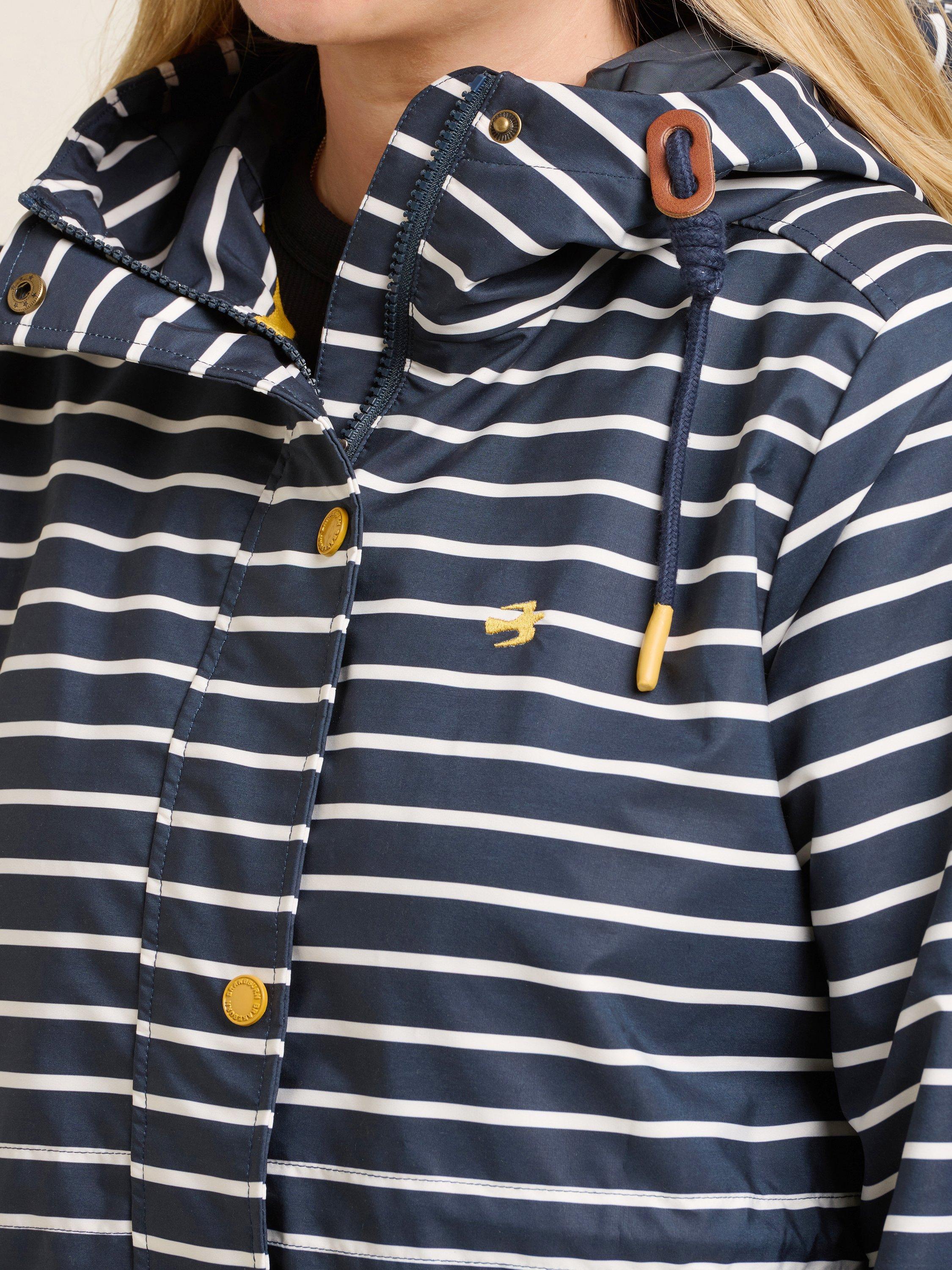 Product image 2 of 4, which shows Brakeburn Milborne Stripe Showerproof Jacket, Navy/White, 8