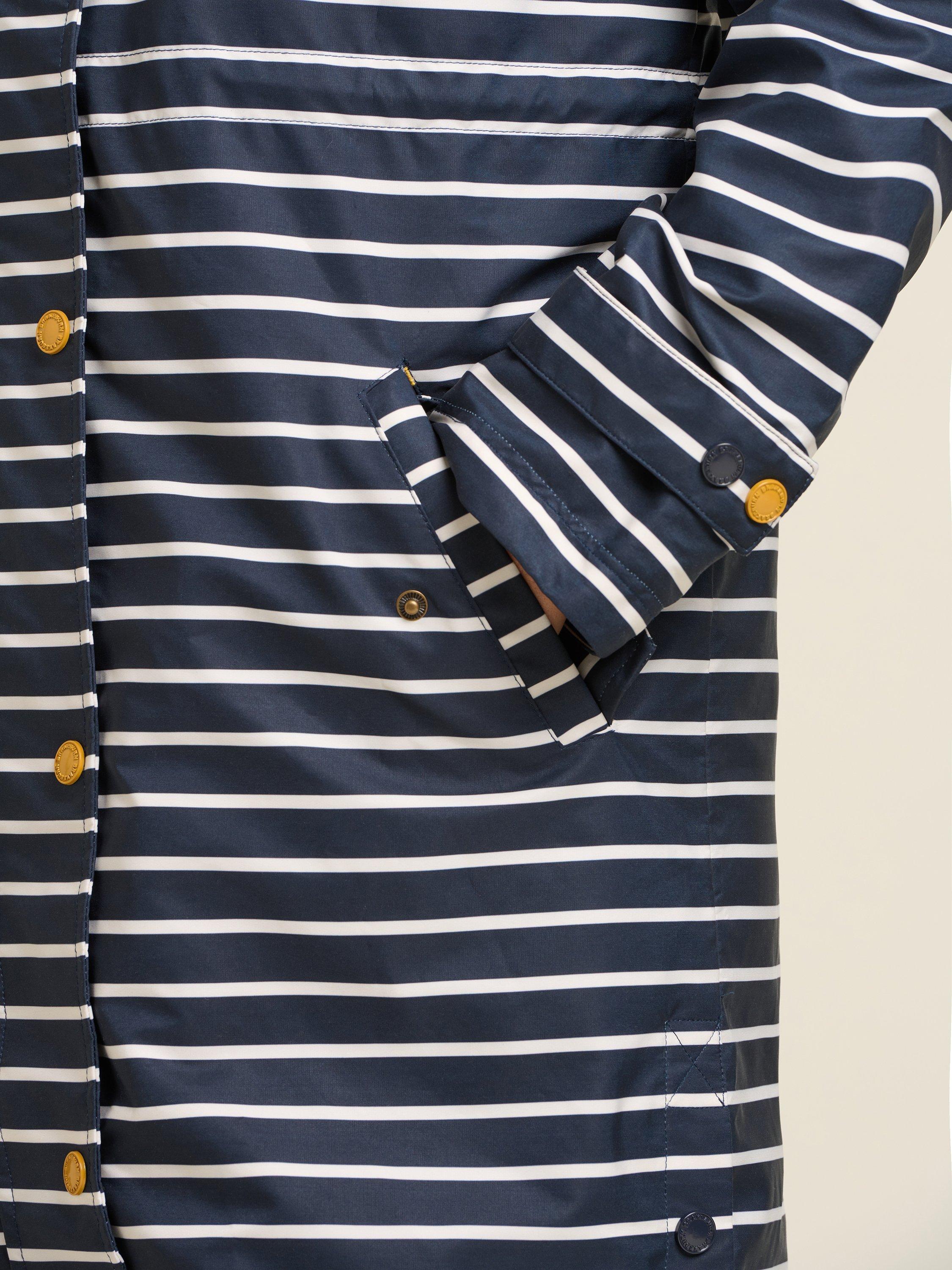 Product image 3 of 4, which shows Brakeburn Milborne Stripe Showerproof Jacket, Navy/White, 8