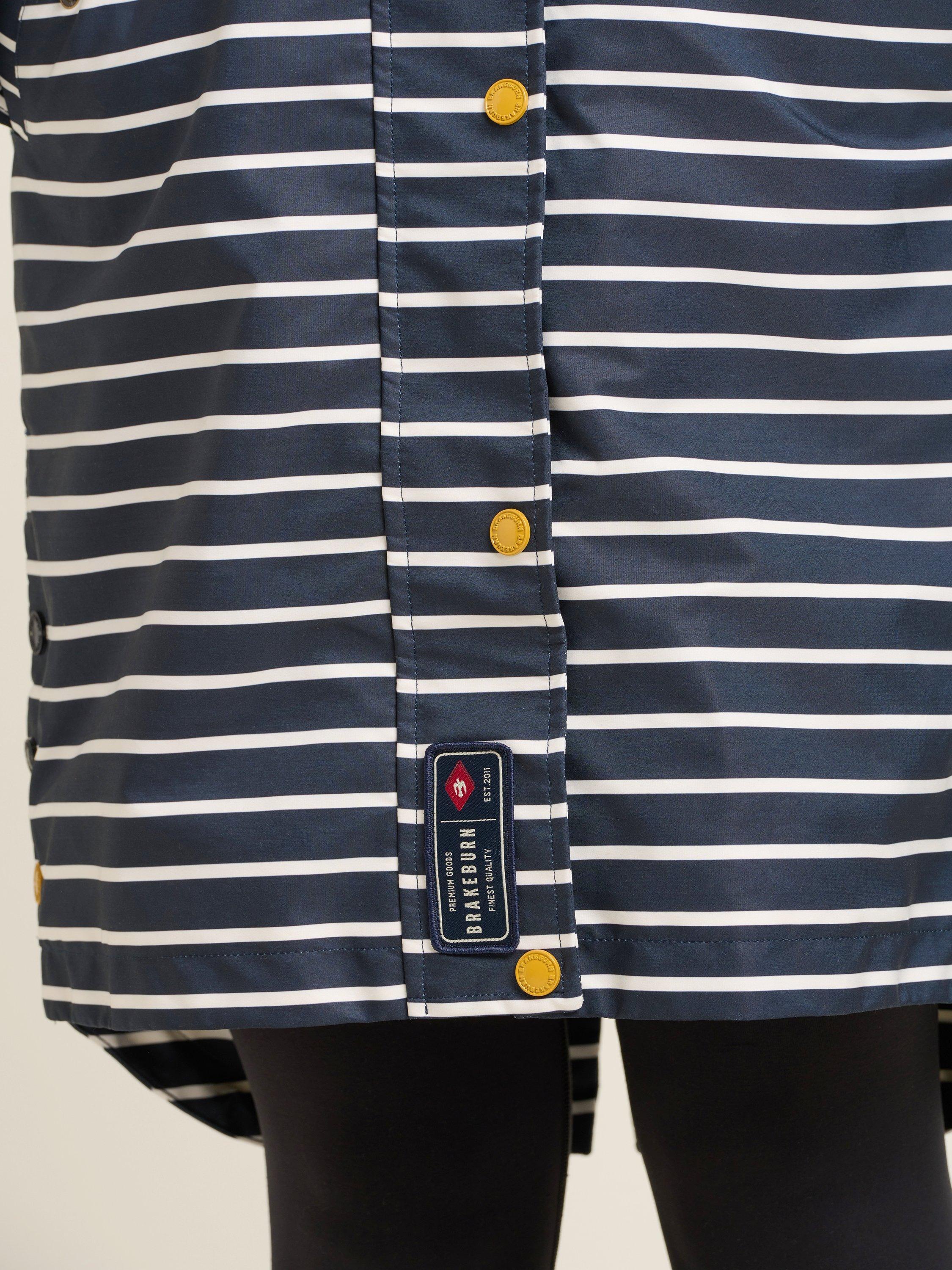 Product image 4 of 4, which shows Brakeburn Milborne Stripe Showerproof Jacket, Navy/White, 8