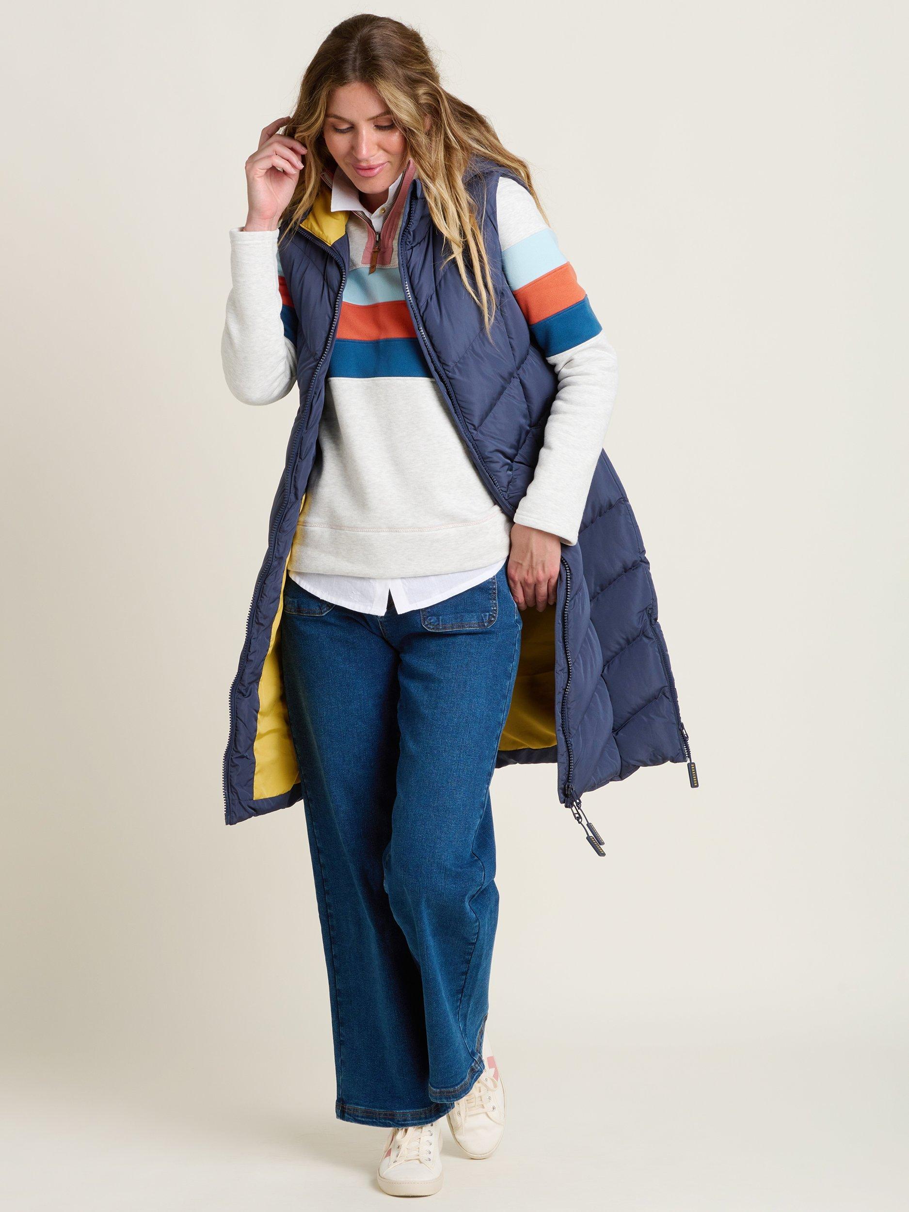 Product image 4 of 4, which shows Brakeburn Peverell Hooded Longline Gilet, Navy, 8