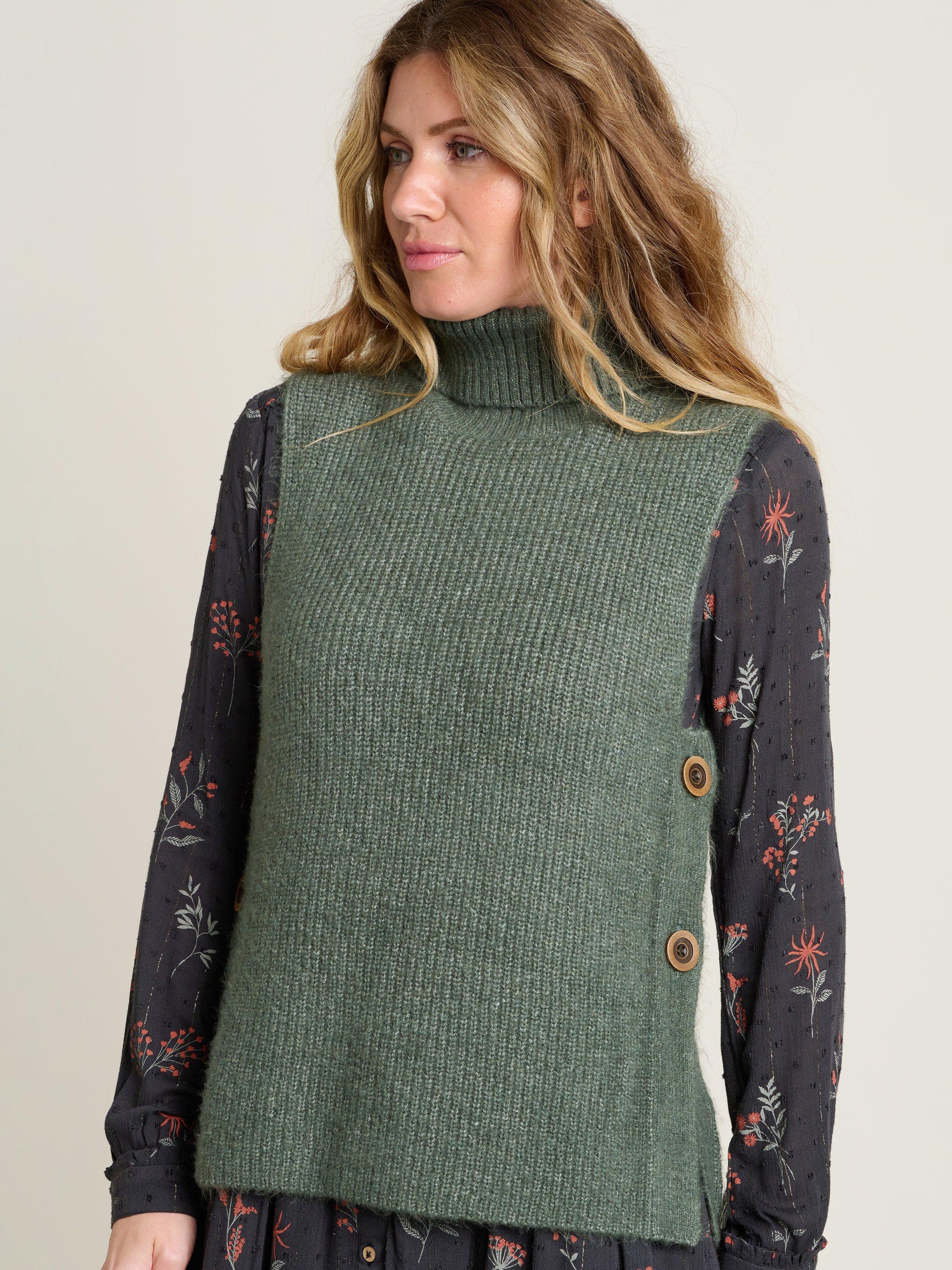 Product image 5 of 5, which shows Brakeburn Button Side Knit Vest, Khaki, 8