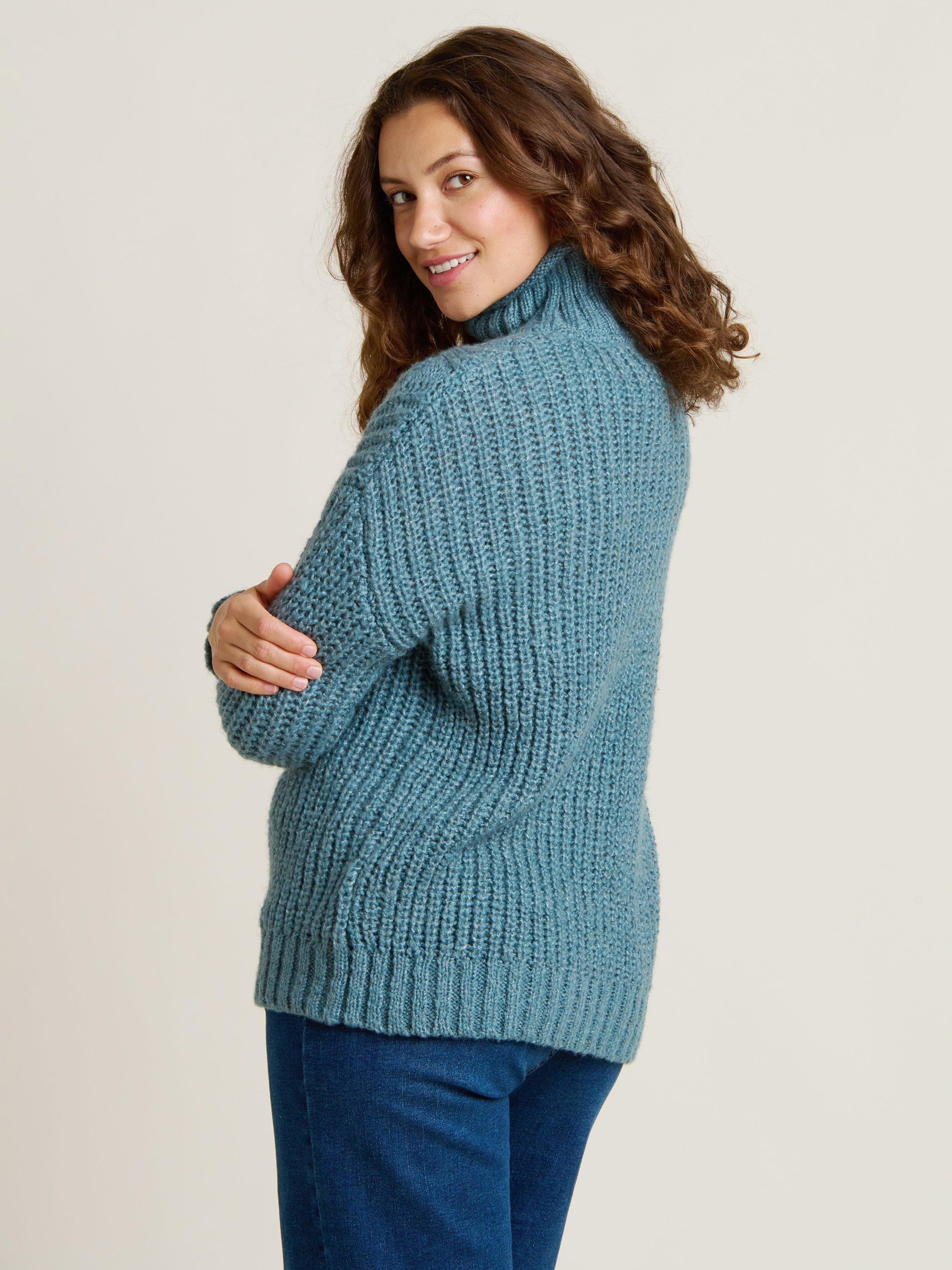 Product image 3 of 5, which shows Brakeburn Cable Knit Roll Neck Jumper, Ocean, 8