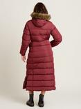 Brakeburn Slim Longline Puffer Coat, Burgundy