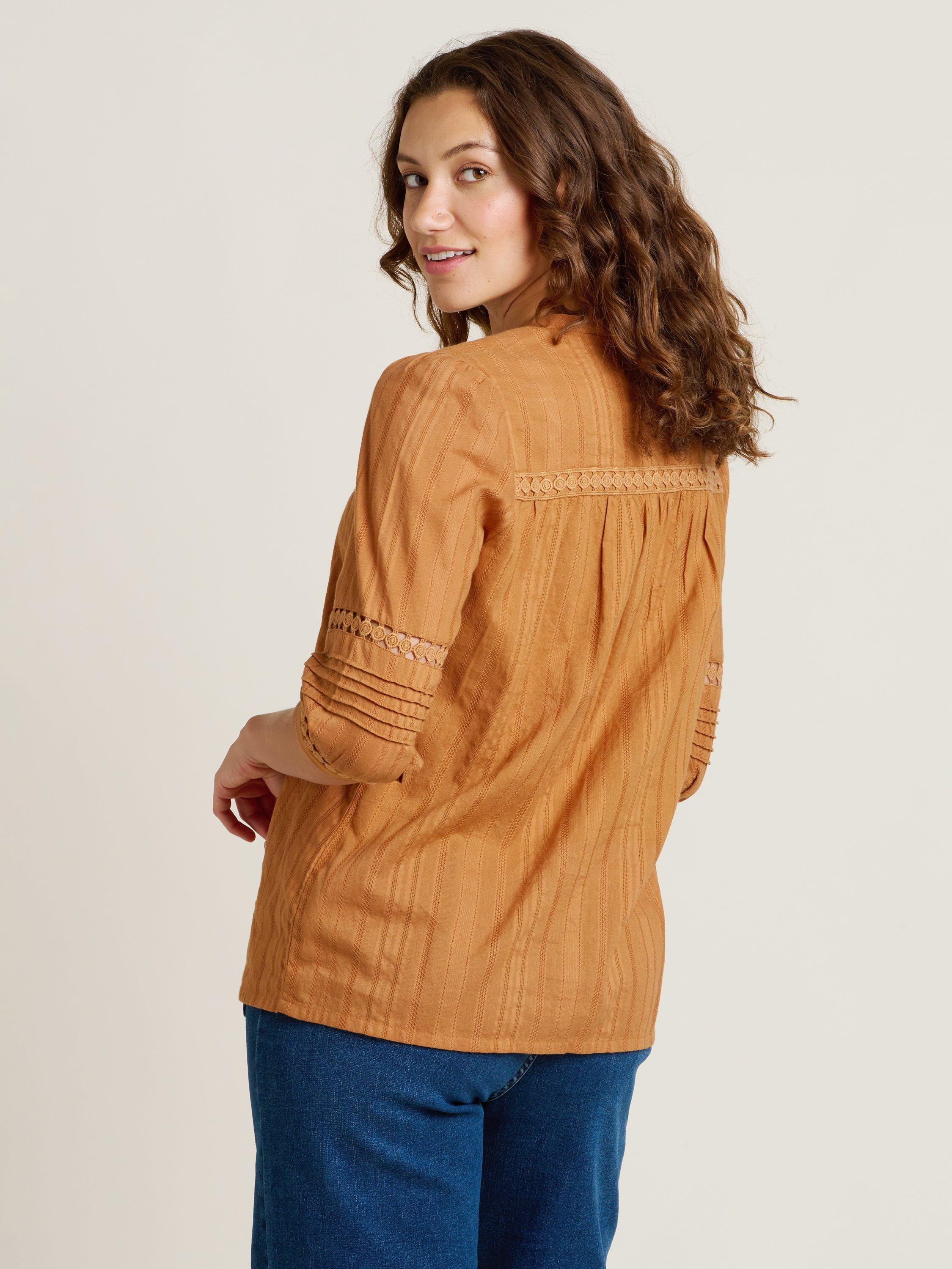 Product image 2 of 4, which shows Brakeburn Chesil Ladder Lace Blouse, Yellow, 8