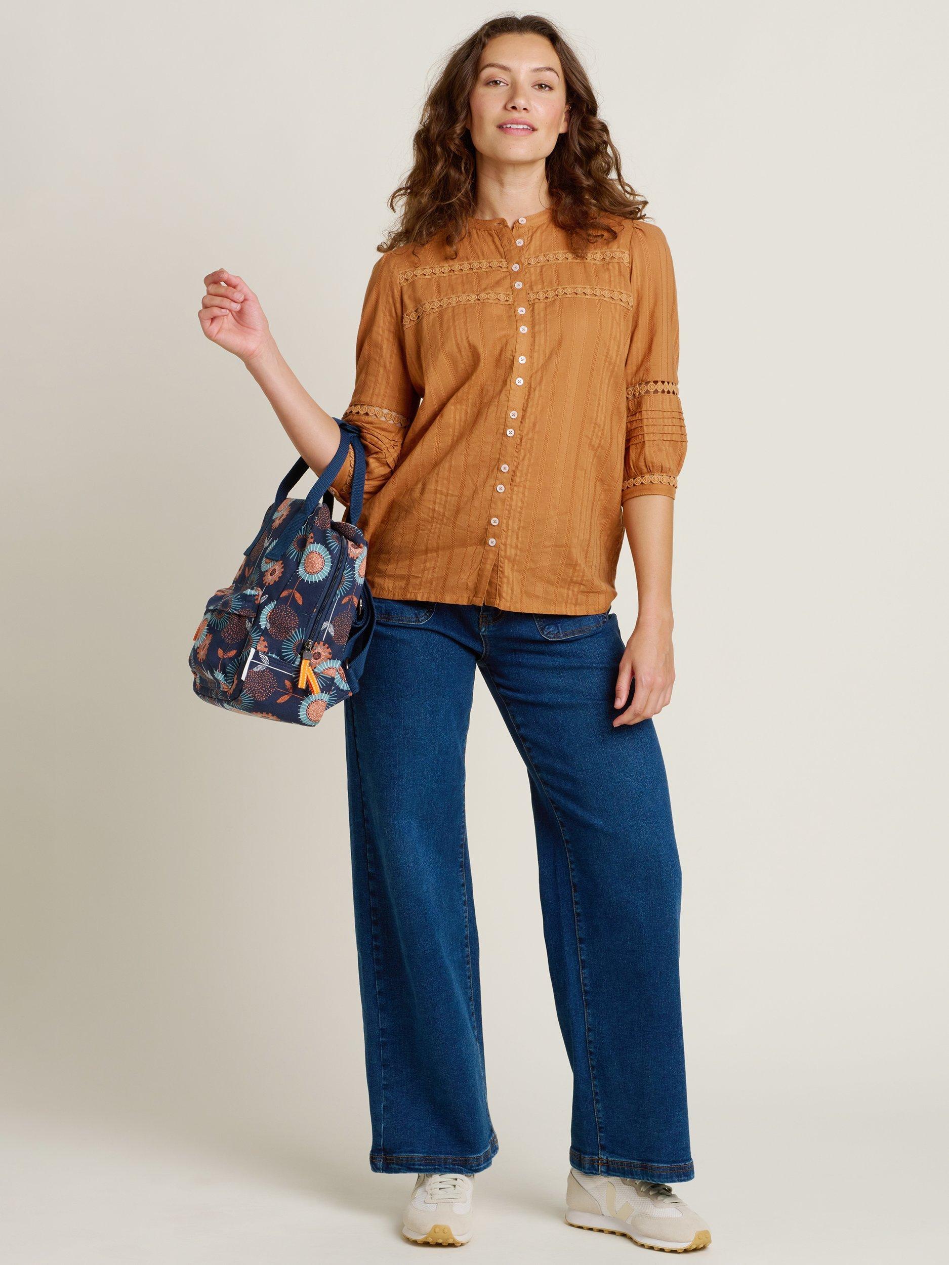 Product image 4 of 4, which shows Brakeburn Chesil Ladder Lace Blouse, Yellow, 8