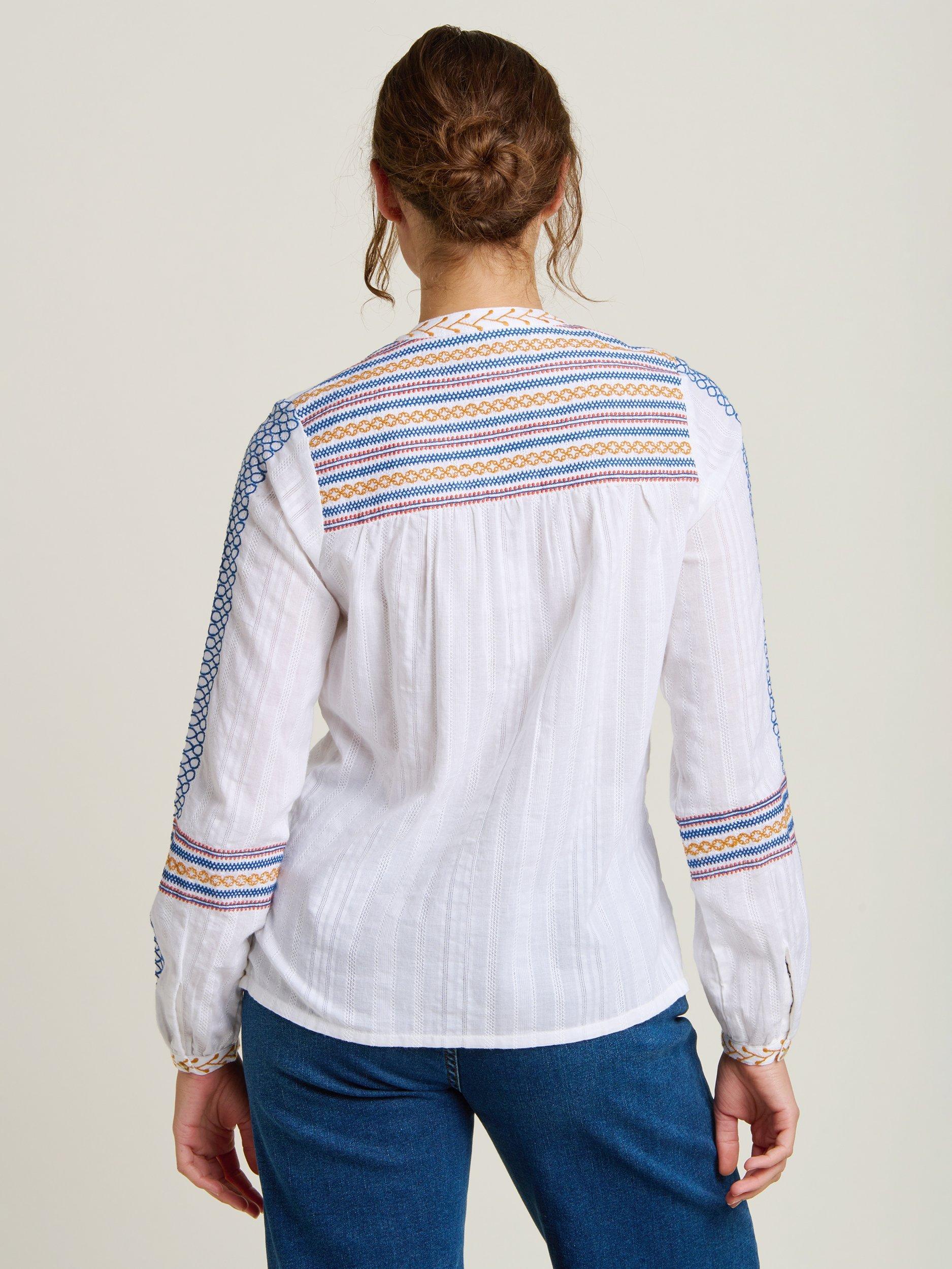 Product image 2 of 4, which shows Brakeburn Cove Embroidered Blouse, Cream, 8