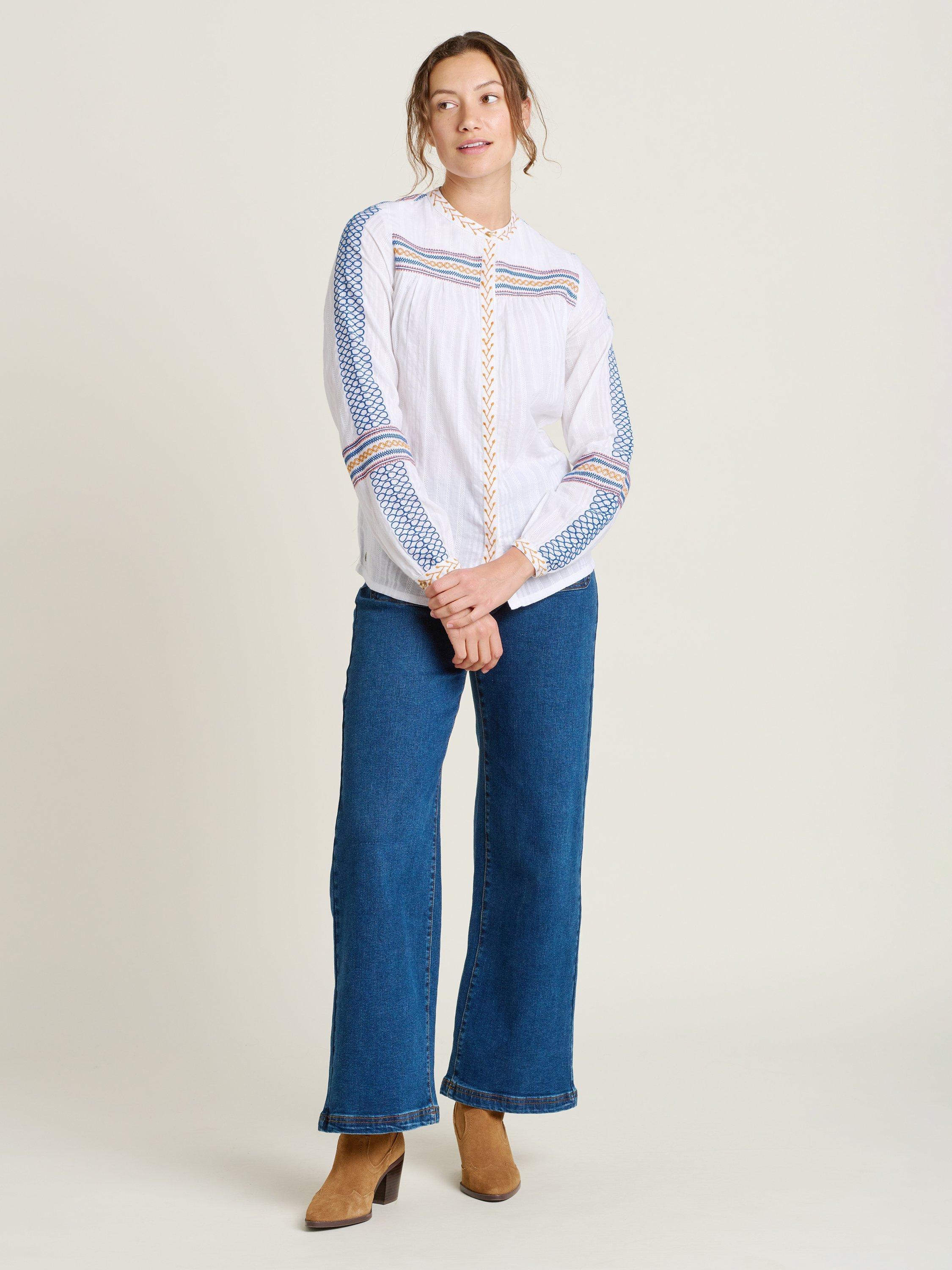Product image 4 of 4, which shows Brakeburn Cove Embroidered Blouse, Cream, 8