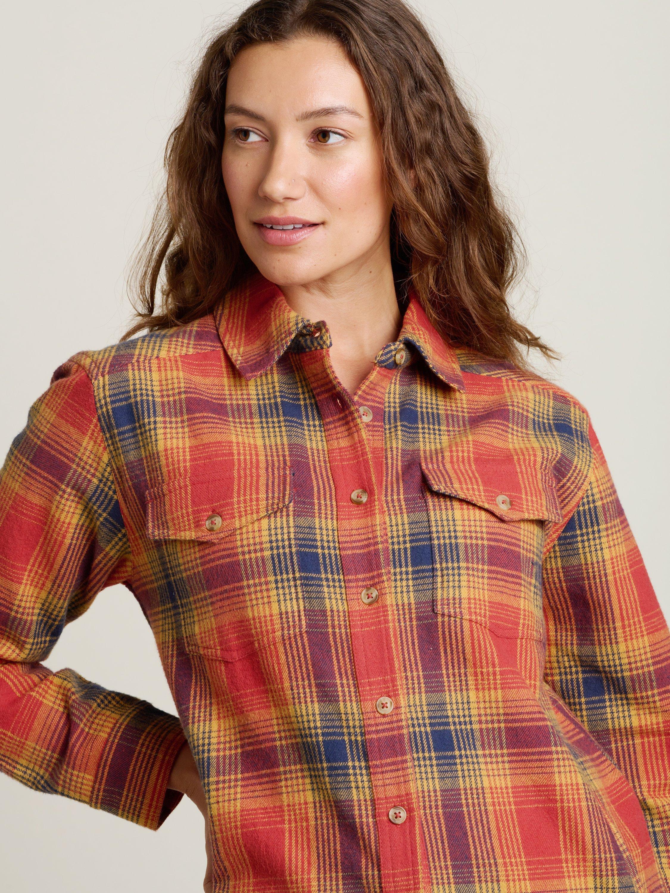 Product image 3 of 4, which shows Brakeburn Cogden Plaid Check Shacket, Orange, 8