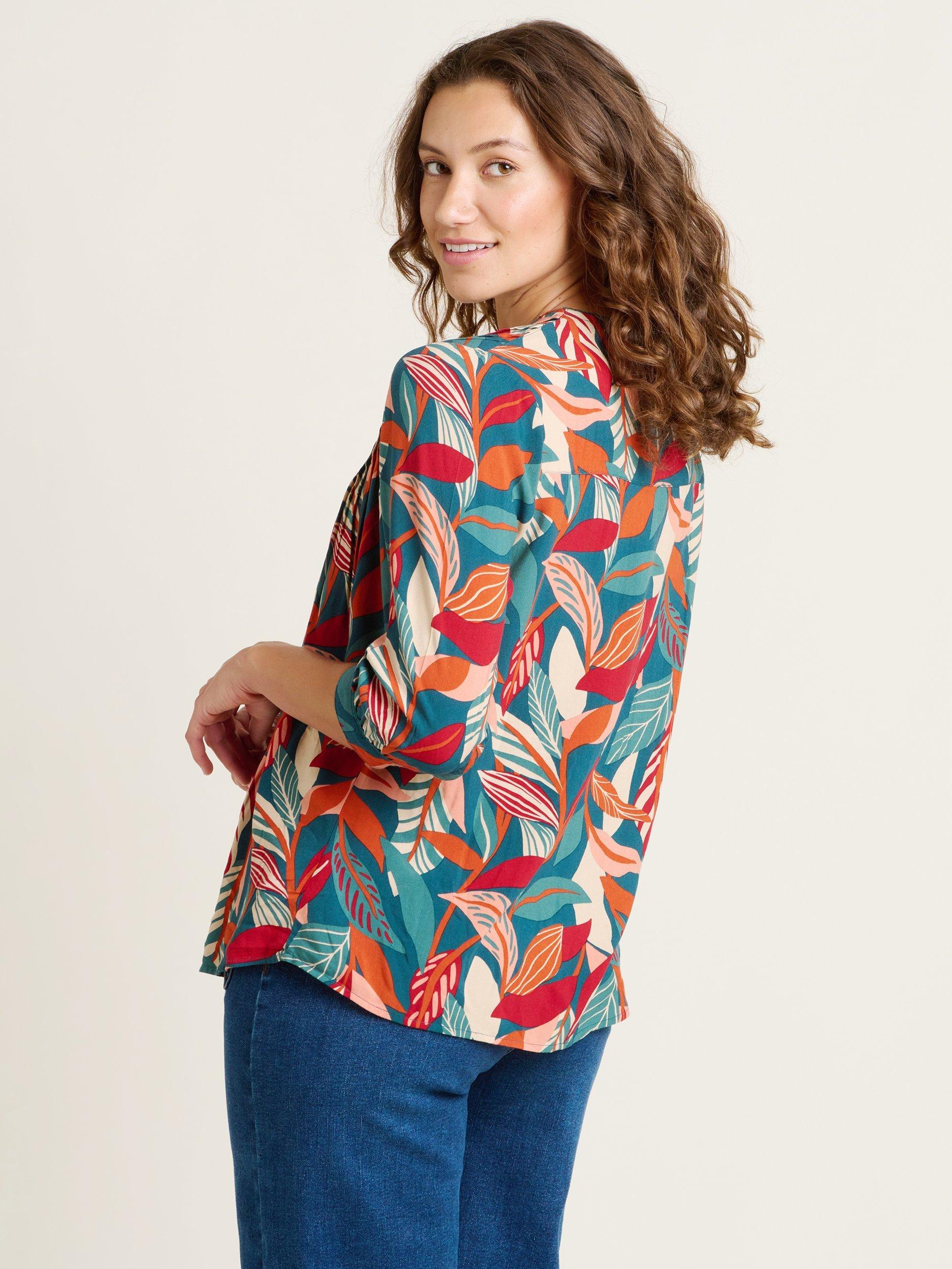 Product image 2 of 4, which shows Brakeburn Evergreen Leaves Blouse, Multi, 8