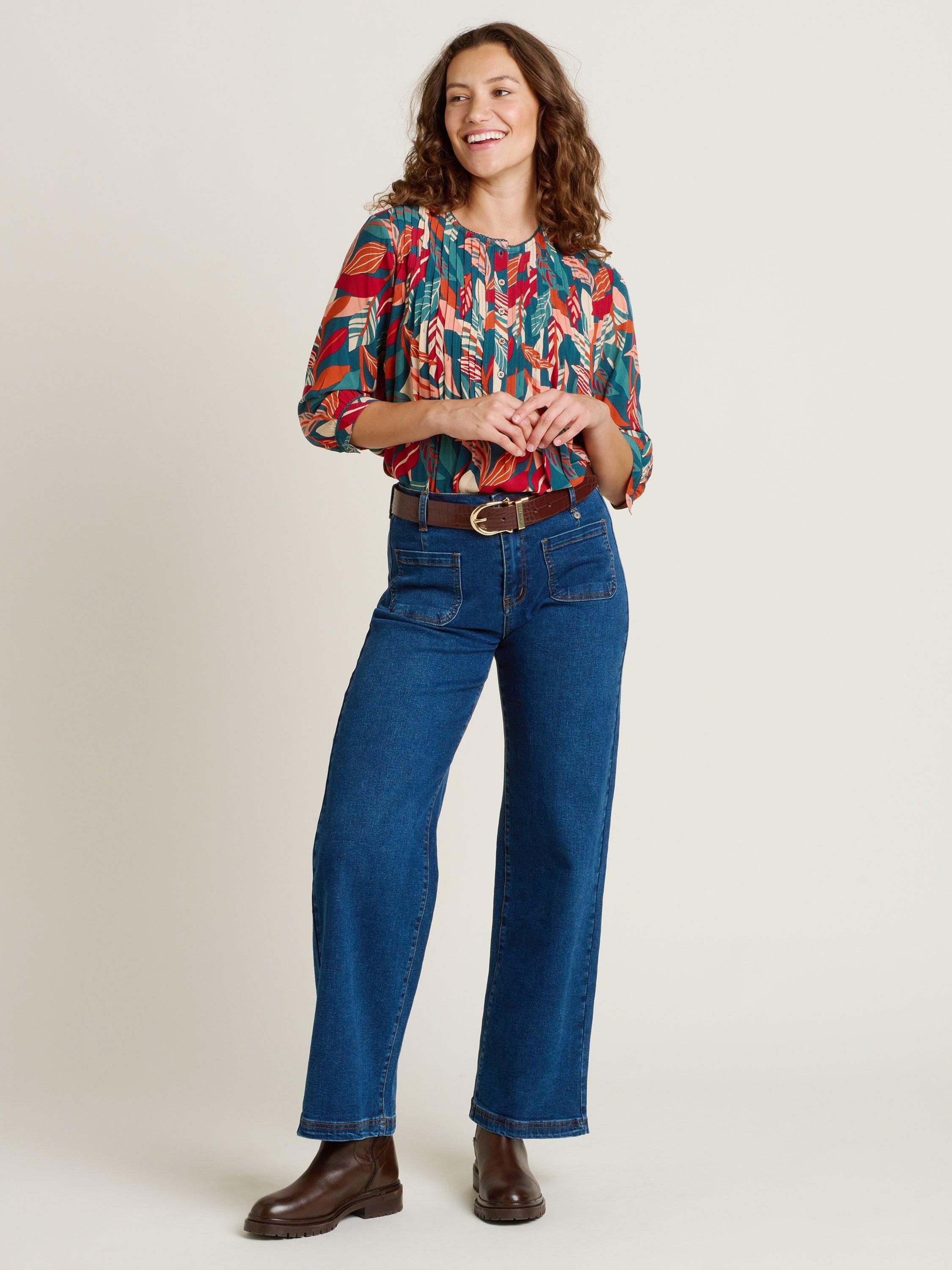 Product image 4 of 4, which shows Brakeburn Evergreen Leaves Blouse, Multi, 8