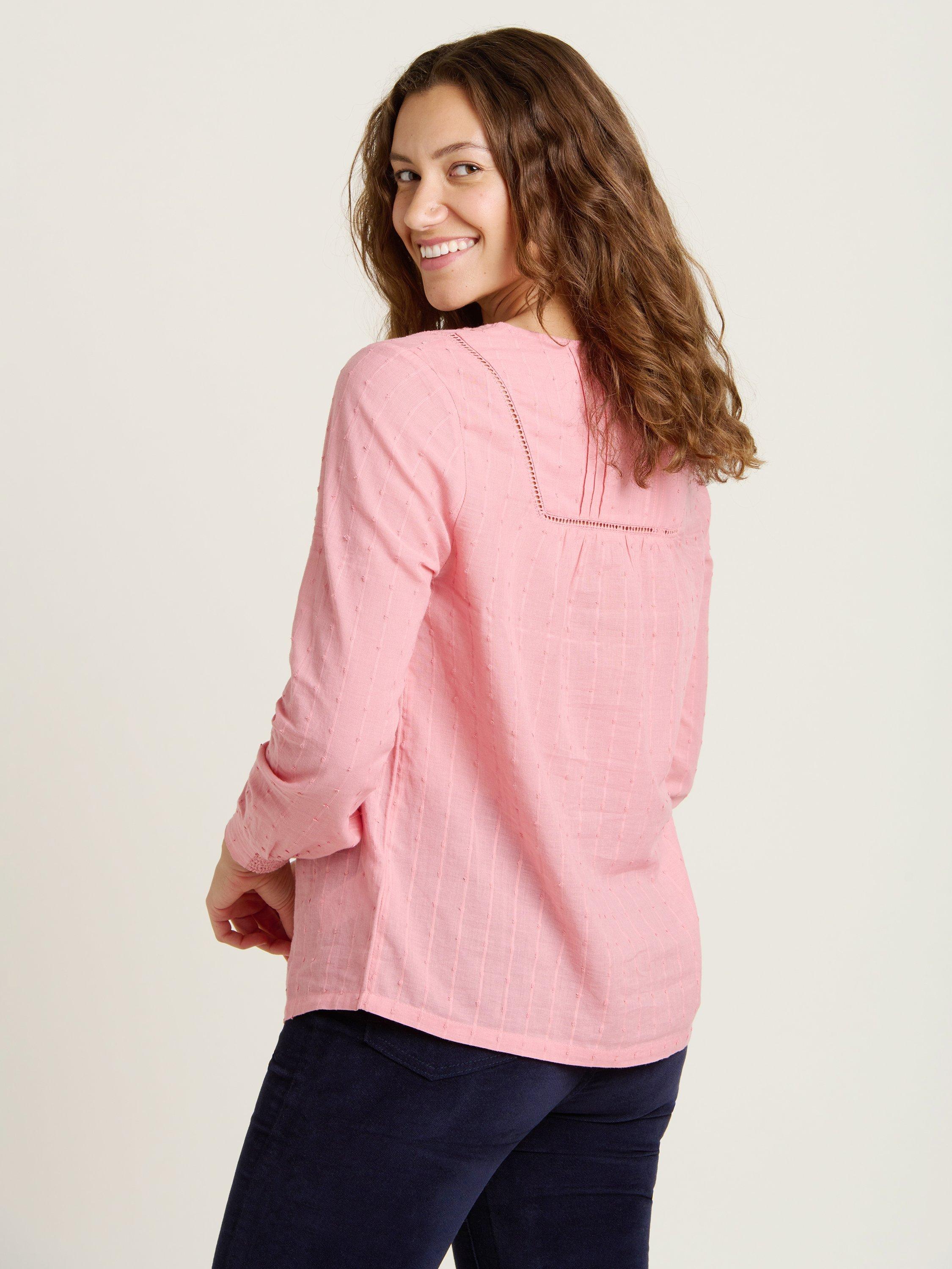 Product image 2 of 4, which shows Brakeburn Hive Button Yoke Blouse, Pink, 8