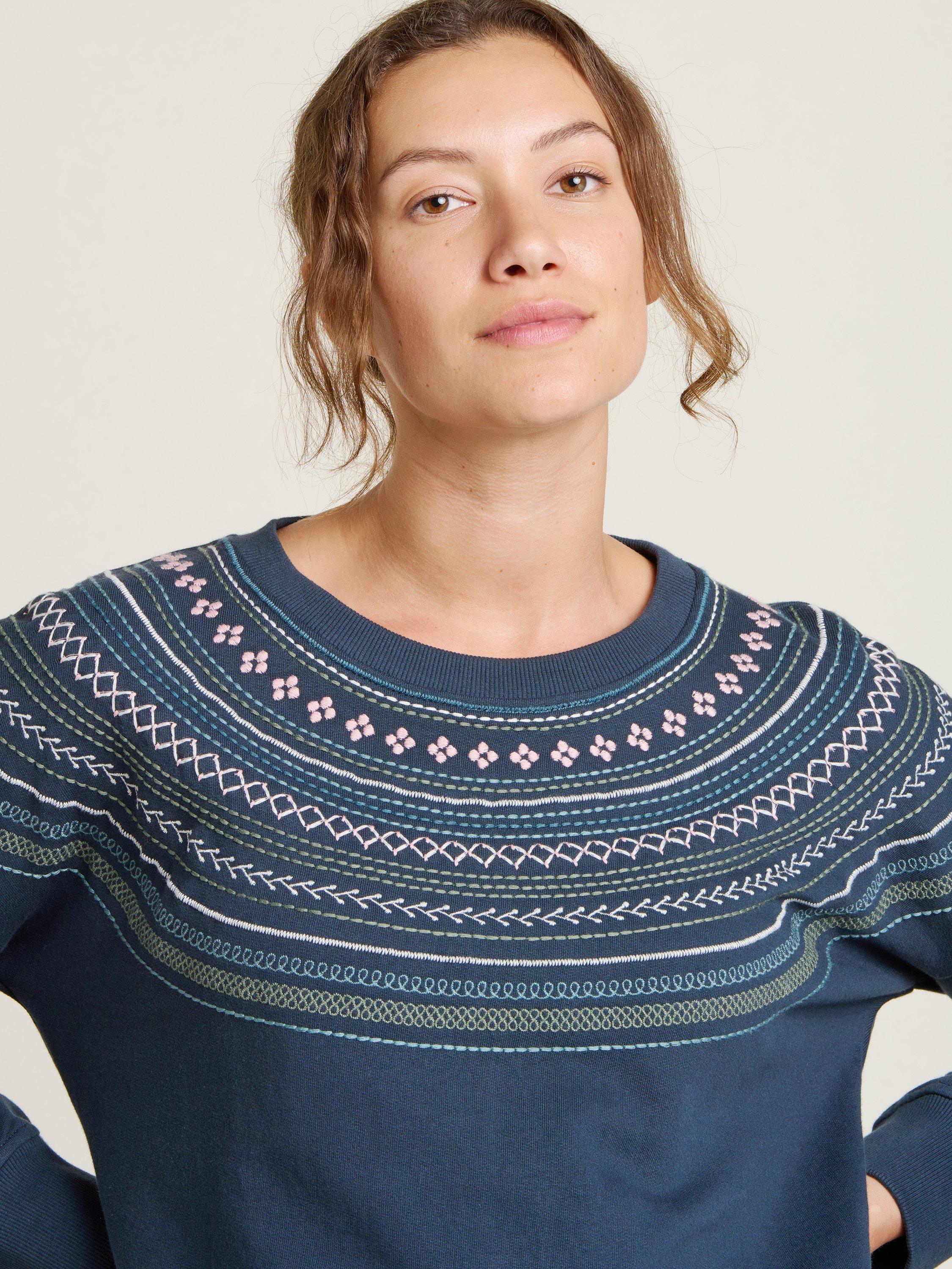 Product image 3 of 4, which shows Brakeburn Embroidered Neckline Sweatshirt, Blue, 8