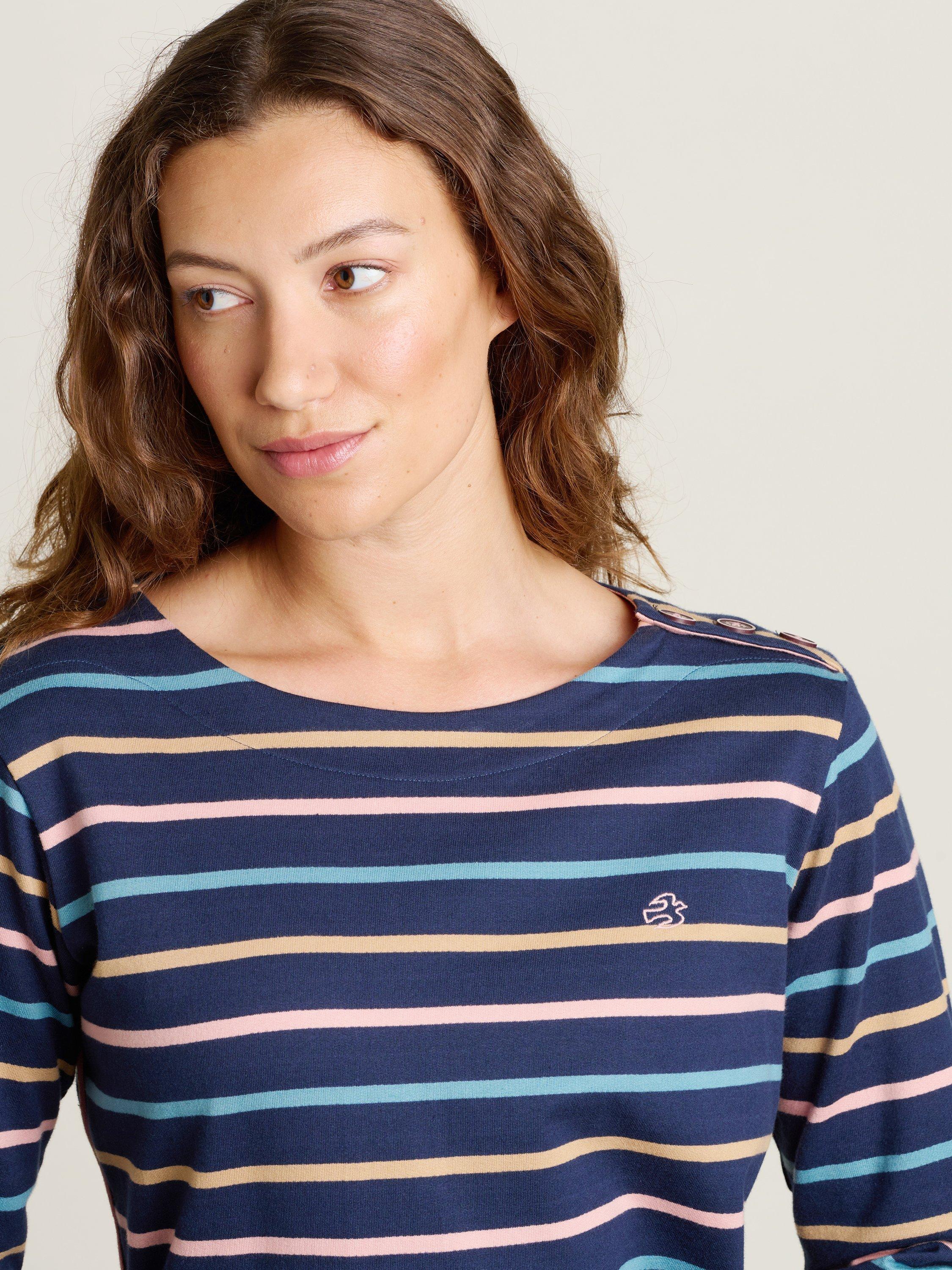 Product image 3 of 4, which shows Brakeburn Bella Crew Neck Striped Cotton Top, Multi, 8