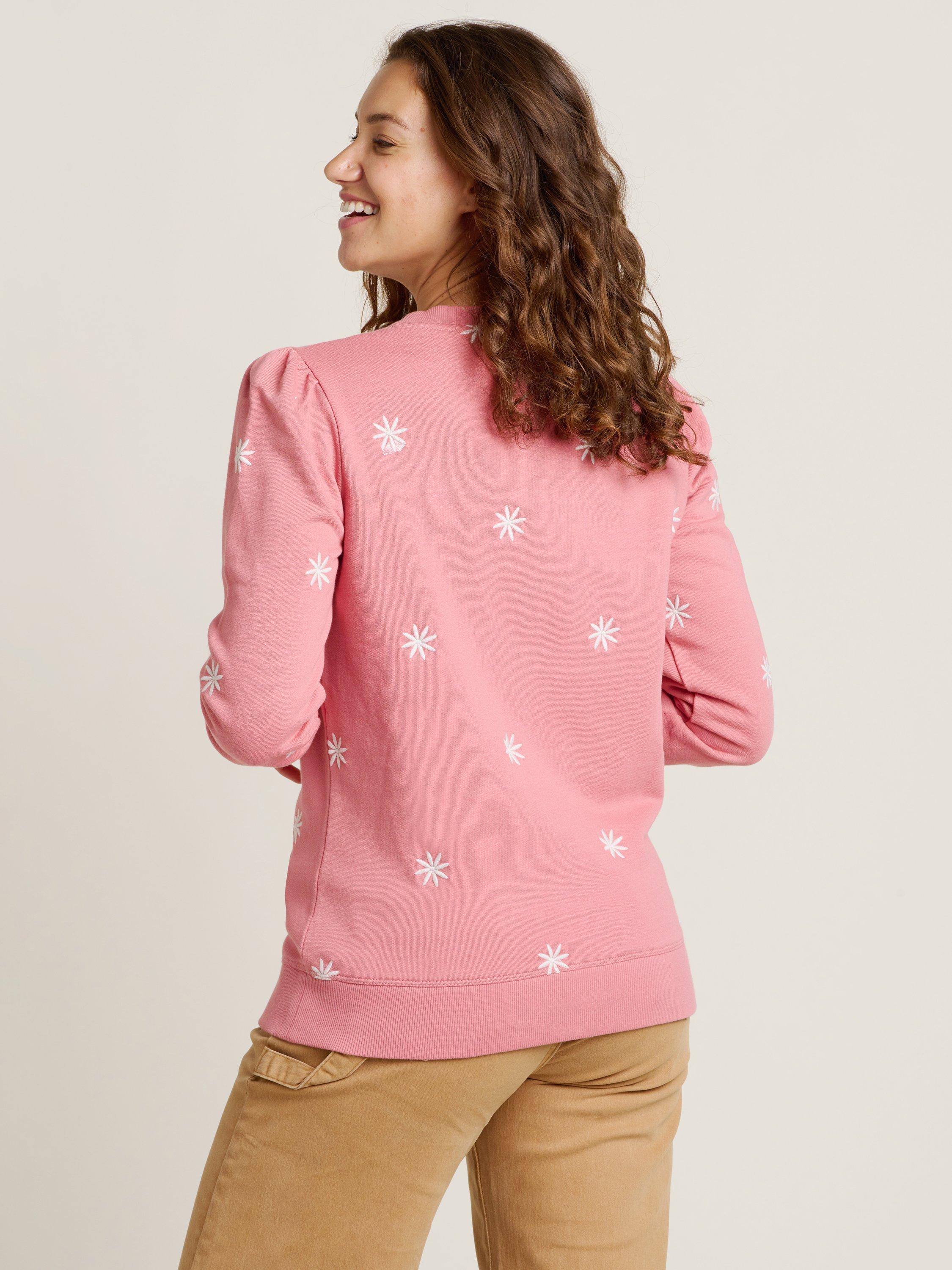 Product image 2 of 4, which shows Brakeburn Floral Embroidered Crew Sweatshirt, Pink, 8