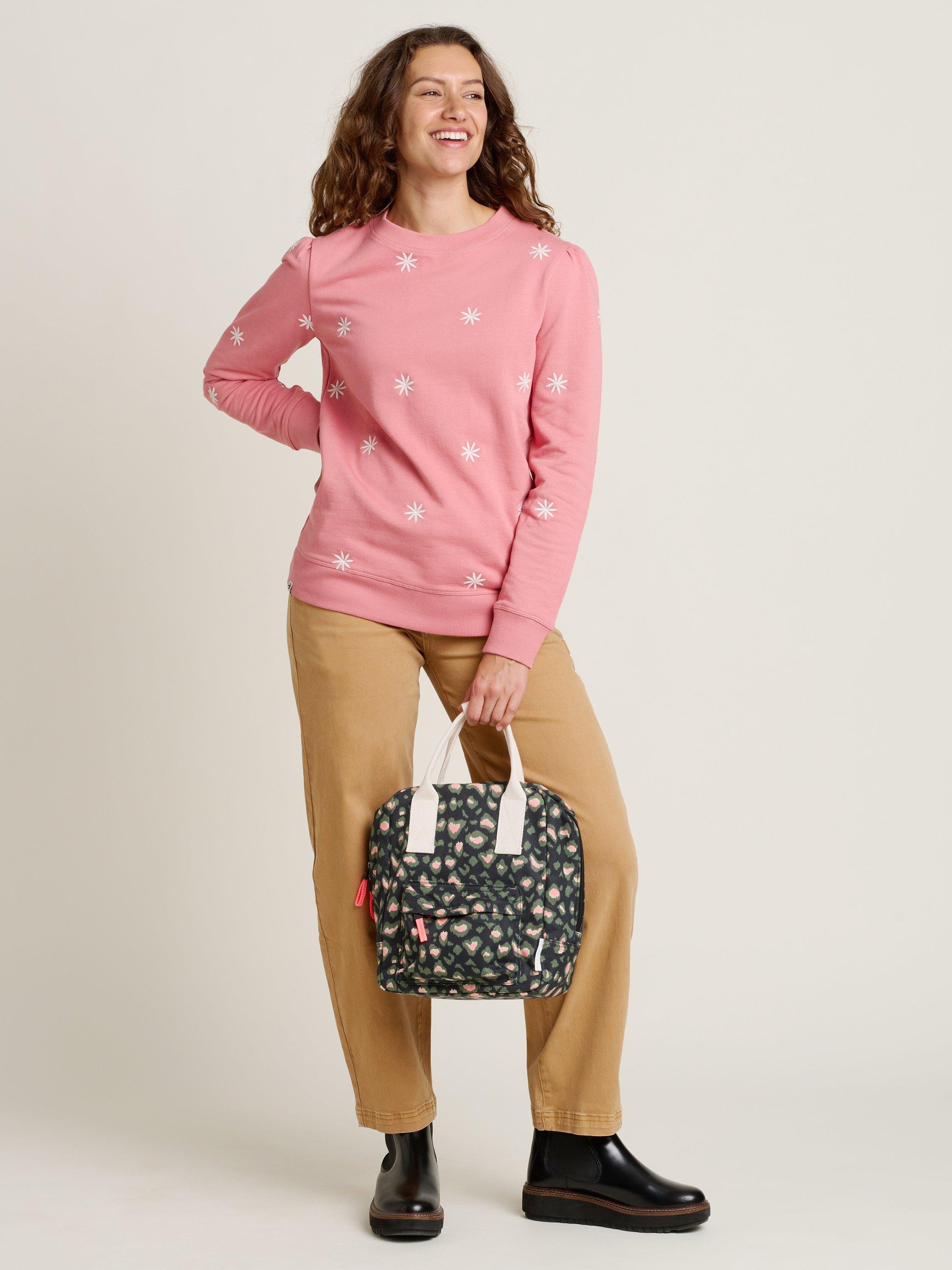 Product image 4 of 4, which shows Brakeburn Floral Embroidered Crew Sweatshirt, Pink, 8