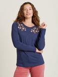 Brakeburn Botanical Long Sleeve Top, Navy