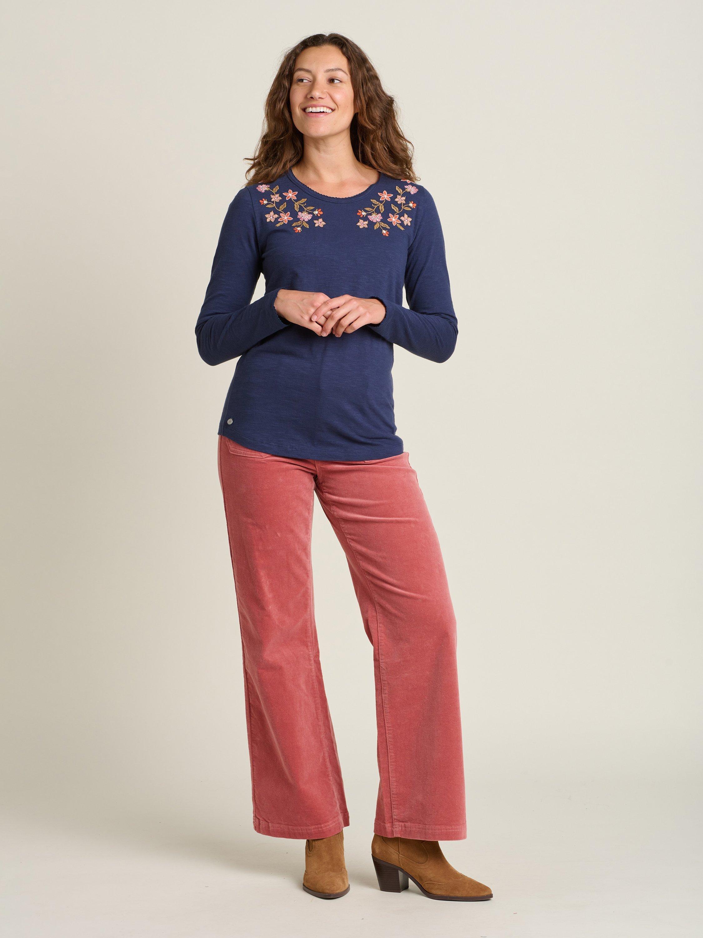 Product image 4 of 4, which shows Brakeburn Botanical Long Sleeve Top, Navy, 8