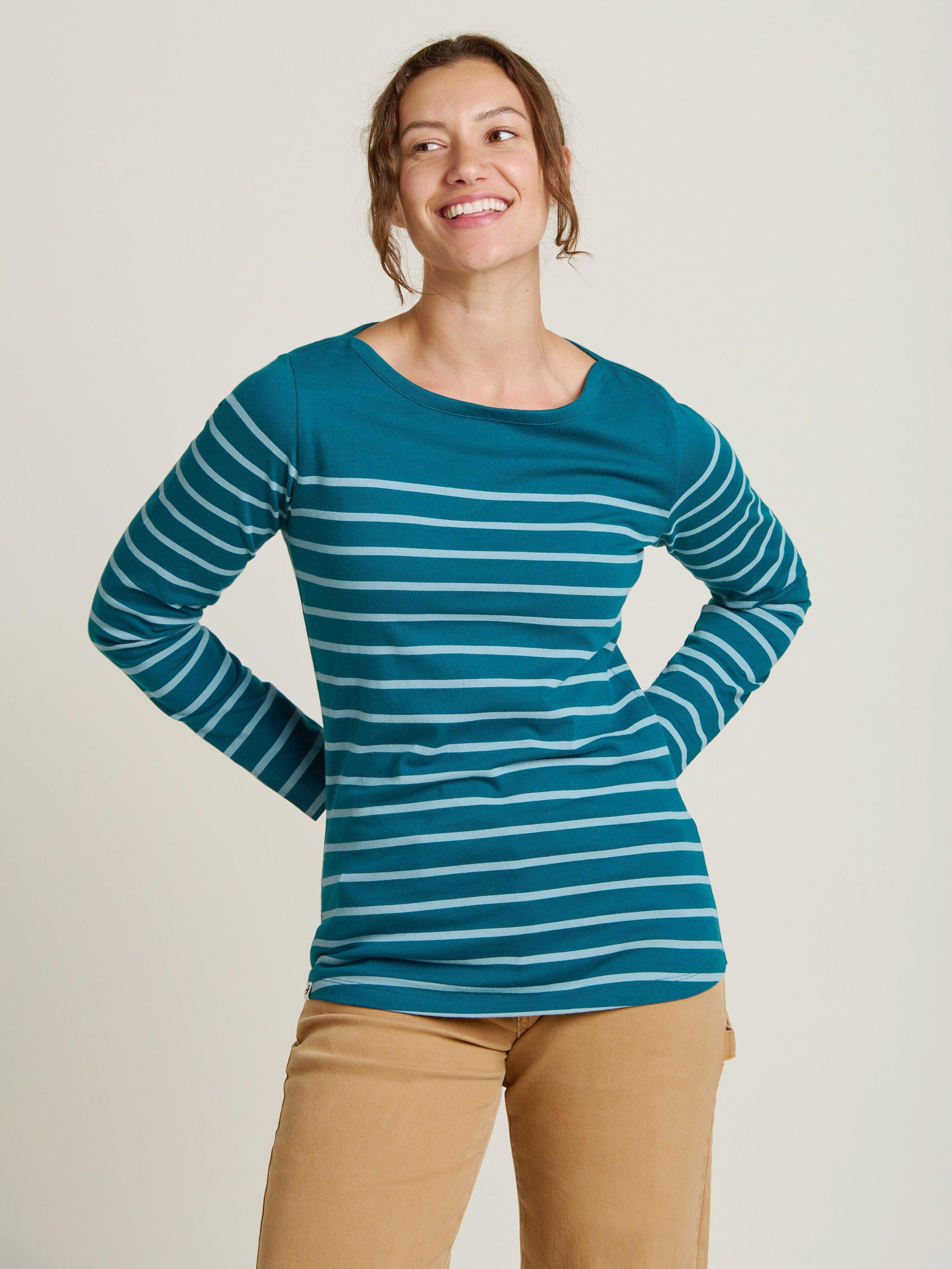 Product image 1 of 4, which shows Brakeburn Harbour Stripe Top, Teal, 8