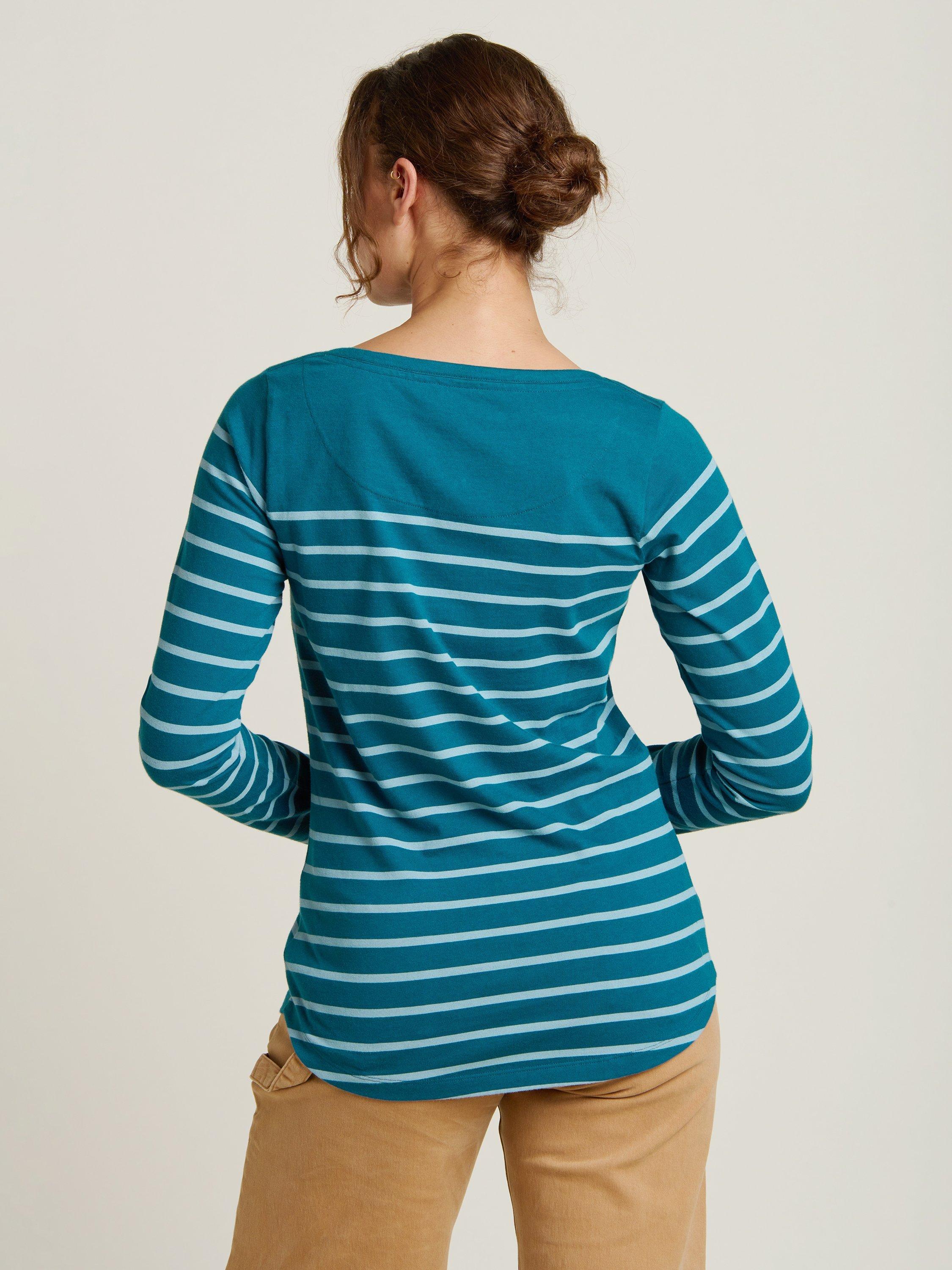 Product image 2 of 4, which shows Brakeburn Harbour Stripe Top, Teal, 8