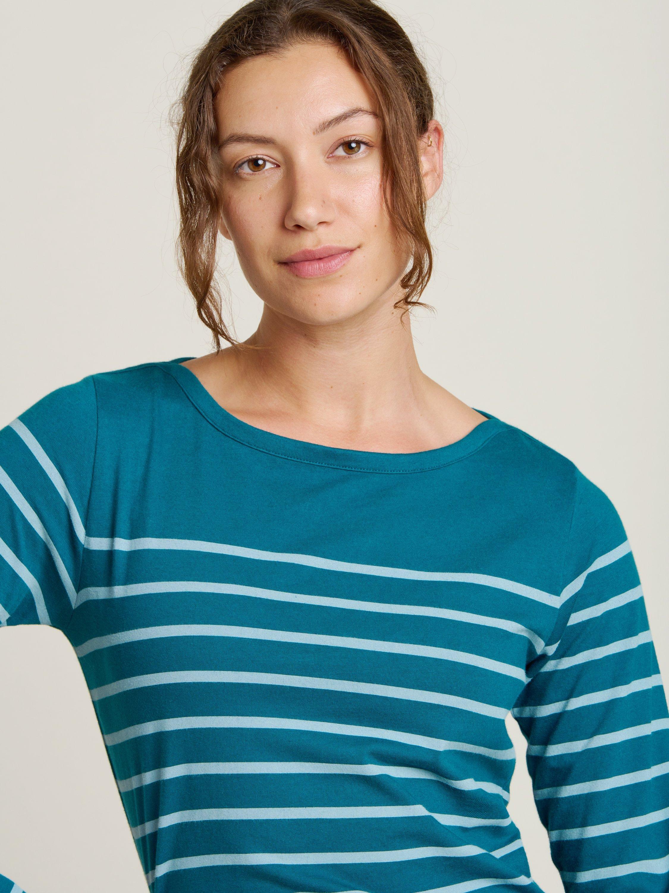 Product image 3 of 4, which shows Brakeburn Harbour Stripe Top, Teal, 8