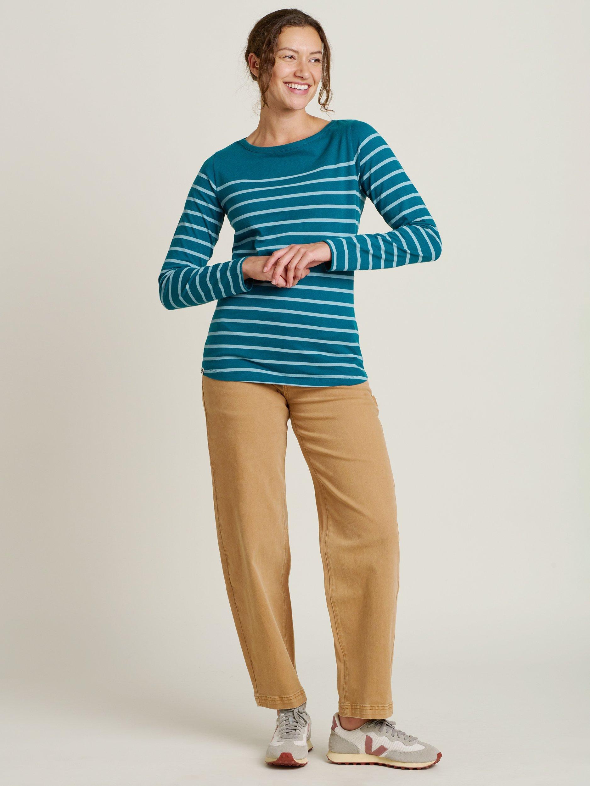 Product image 4 of 4, which shows Brakeburn Harbour Stripe Top, Teal, 8