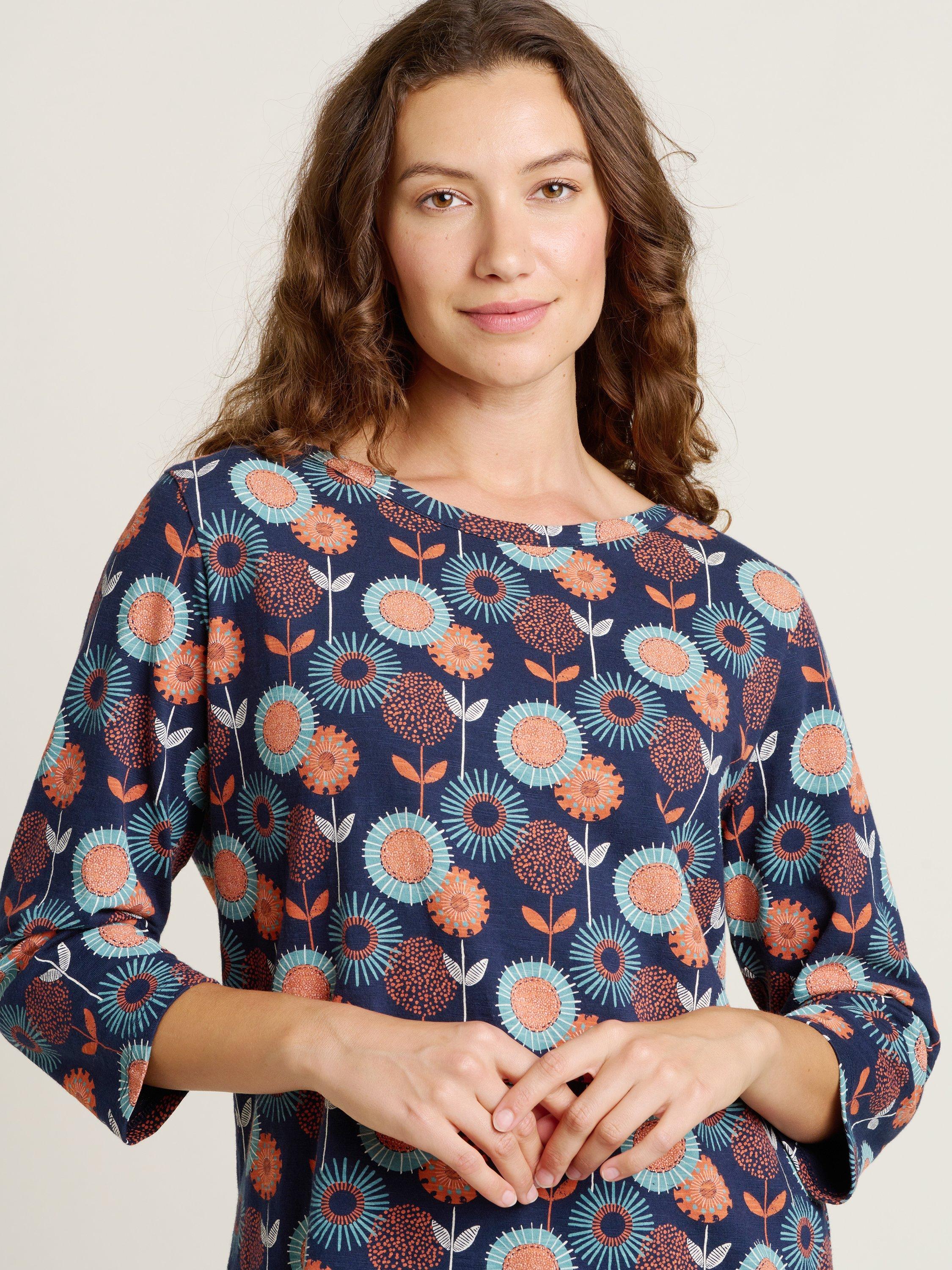 Product image 3 of 5, which shows Brakeburn Freya Floral Top, Navy/Multi, 8