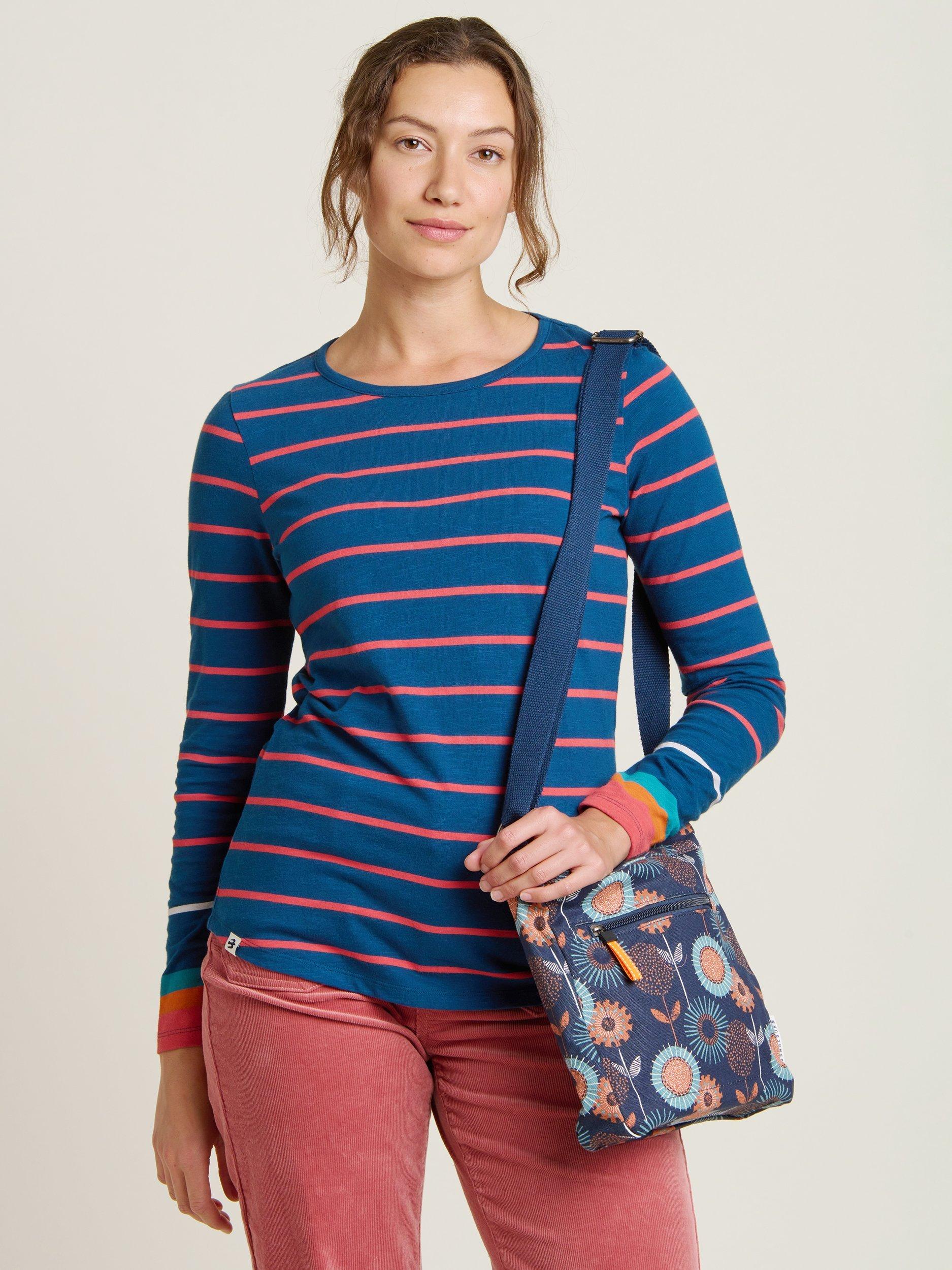 Product image 1 of 4, which shows Brakeburn Stripe Long Sleeve Top, Navy, 8