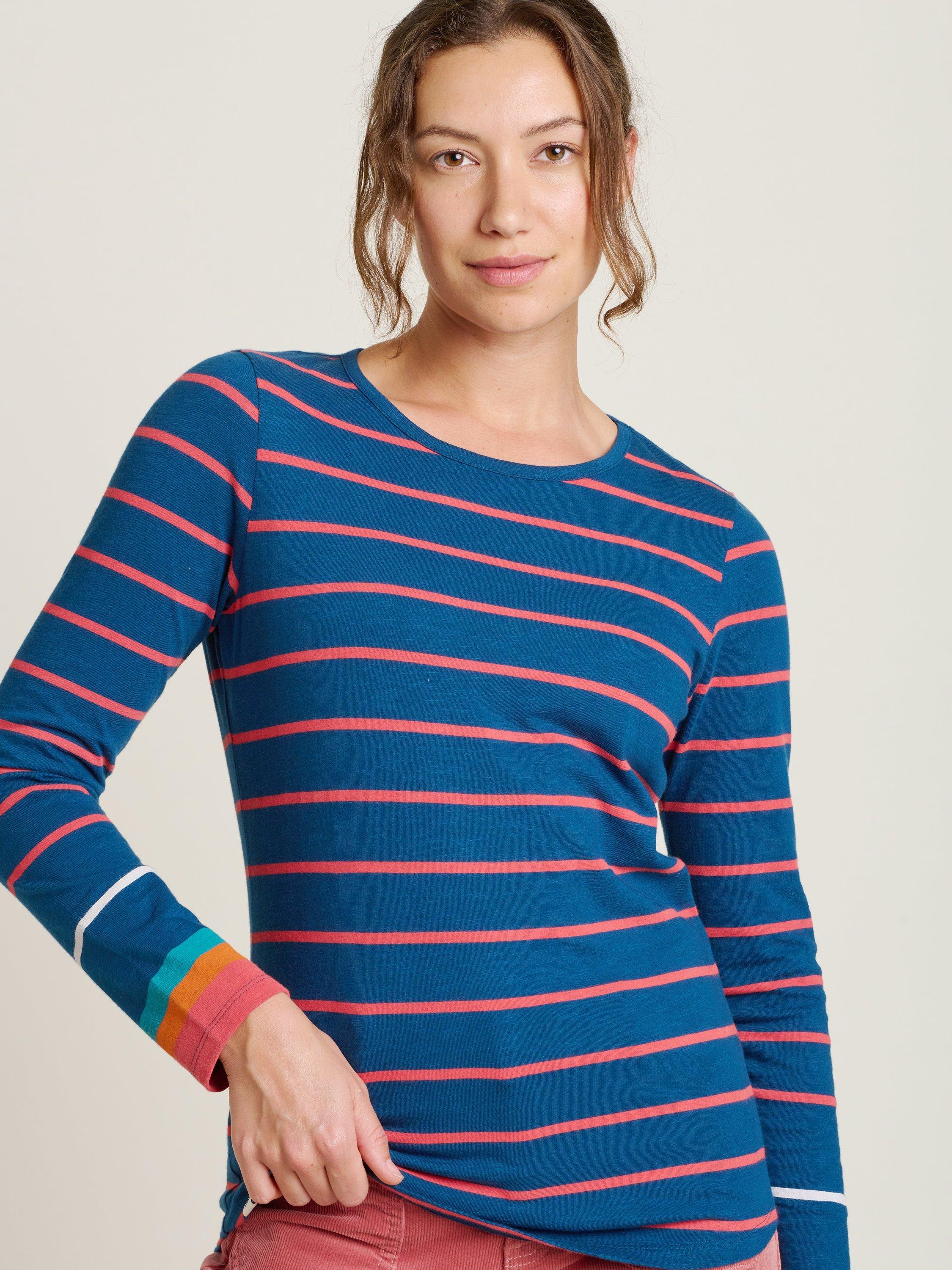Product image 3 of 4, which shows Brakeburn Stripe Long Sleeve Top, Navy, 8