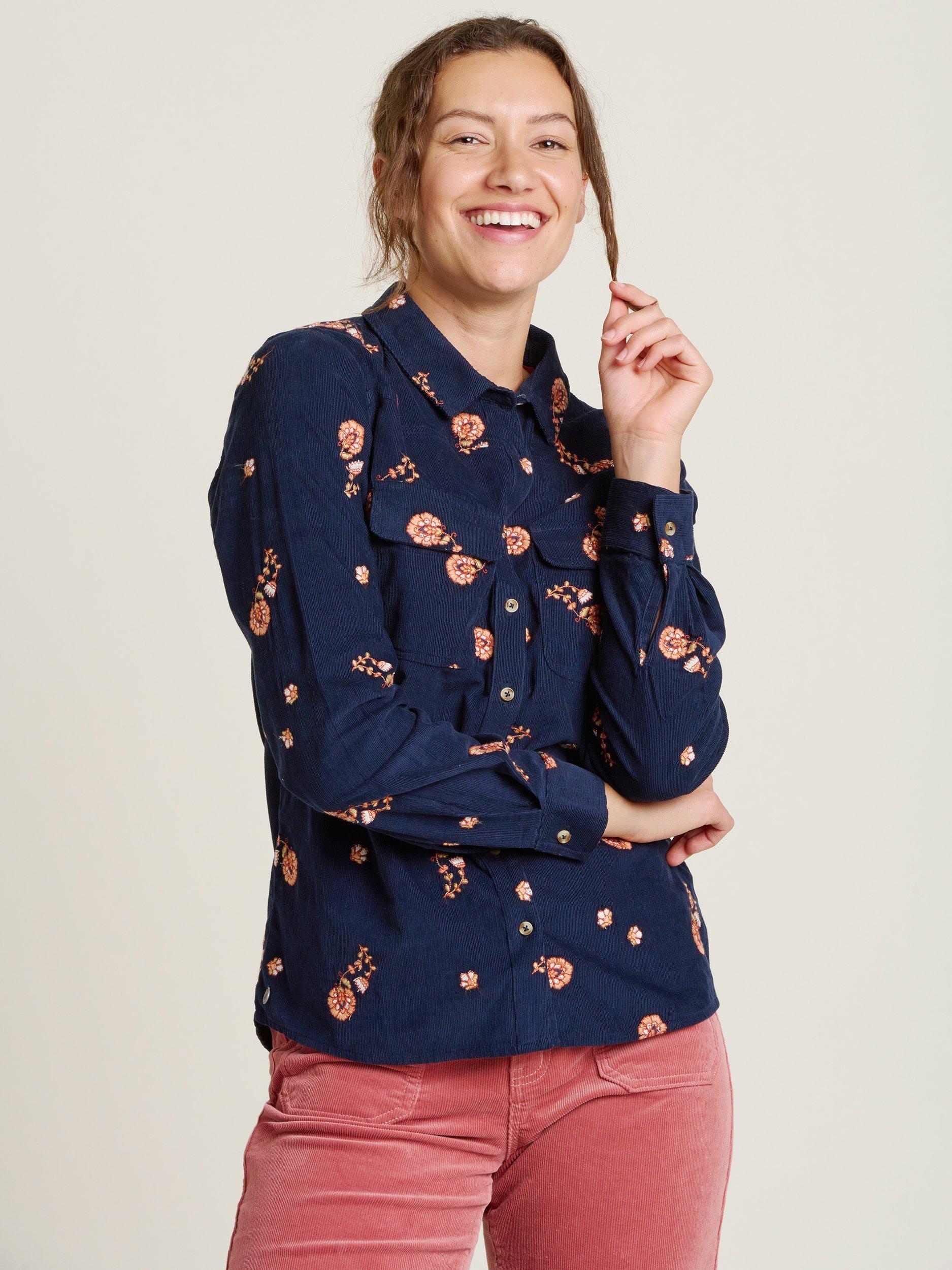 Product image 1 of 4, which shows Brakeburn Maeve Floral Corduroy Shirt, Blue, 8