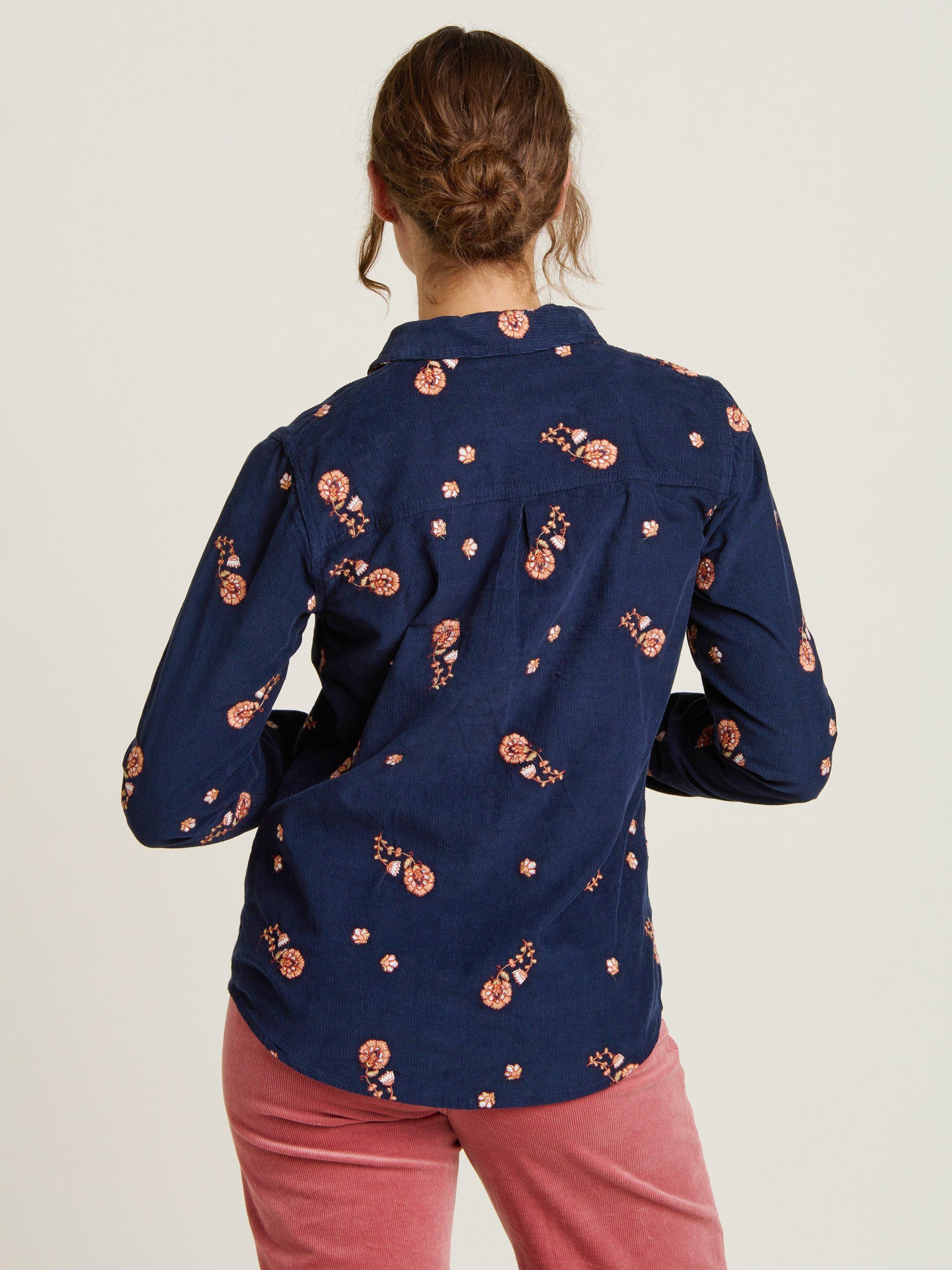 Product image 2 of 4, which shows Brakeburn Maeve Floral Corduroy Shirt, Blue, 8