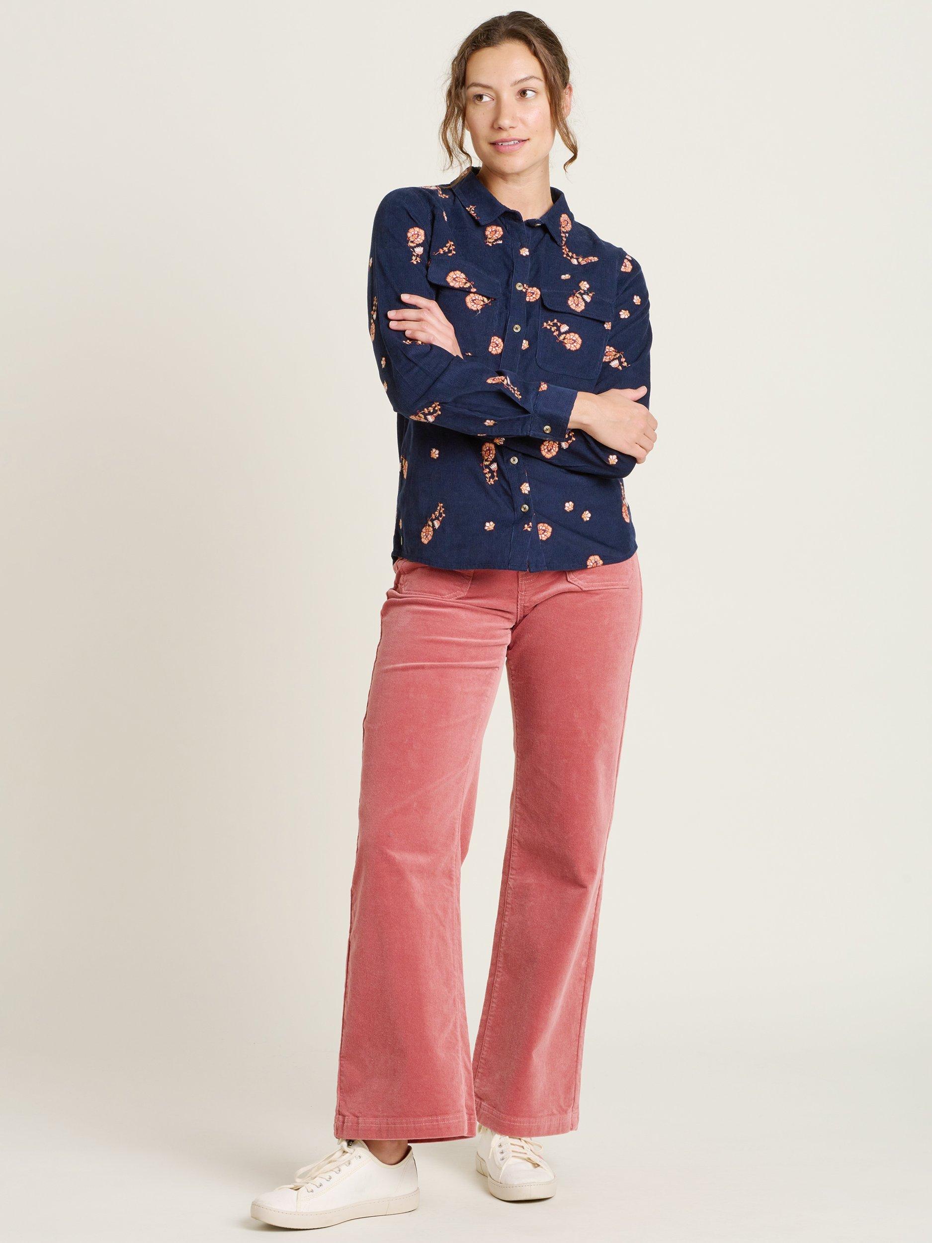 Product image 4 of 4, which shows Brakeburn Maeve Floral Corduroy Shirt, Blue, 8