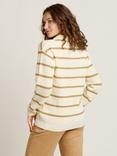 Brakeburn Stripe Knit Button Neck Jumper, Cream