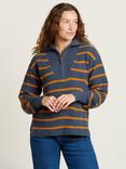 Brakeburn Stripe 1/4 Zip Jumper, Navy/Orange