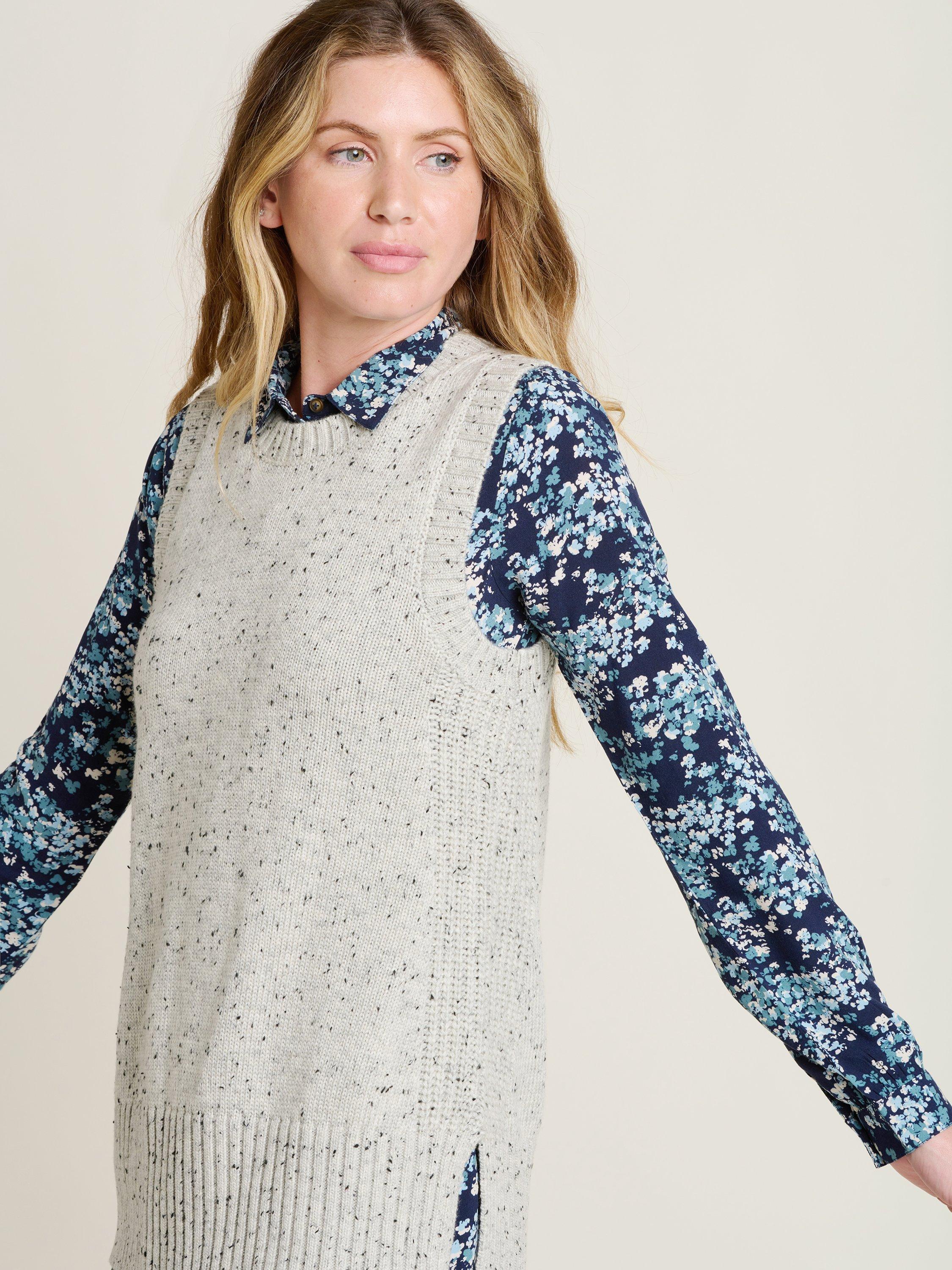 Product image 1 of 4, which shows Brakeburn Nep Knitted Vest Top, Grey, 8