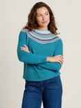 Brakeburn Fair Isle Knit Crew Neck Jumper, Teal