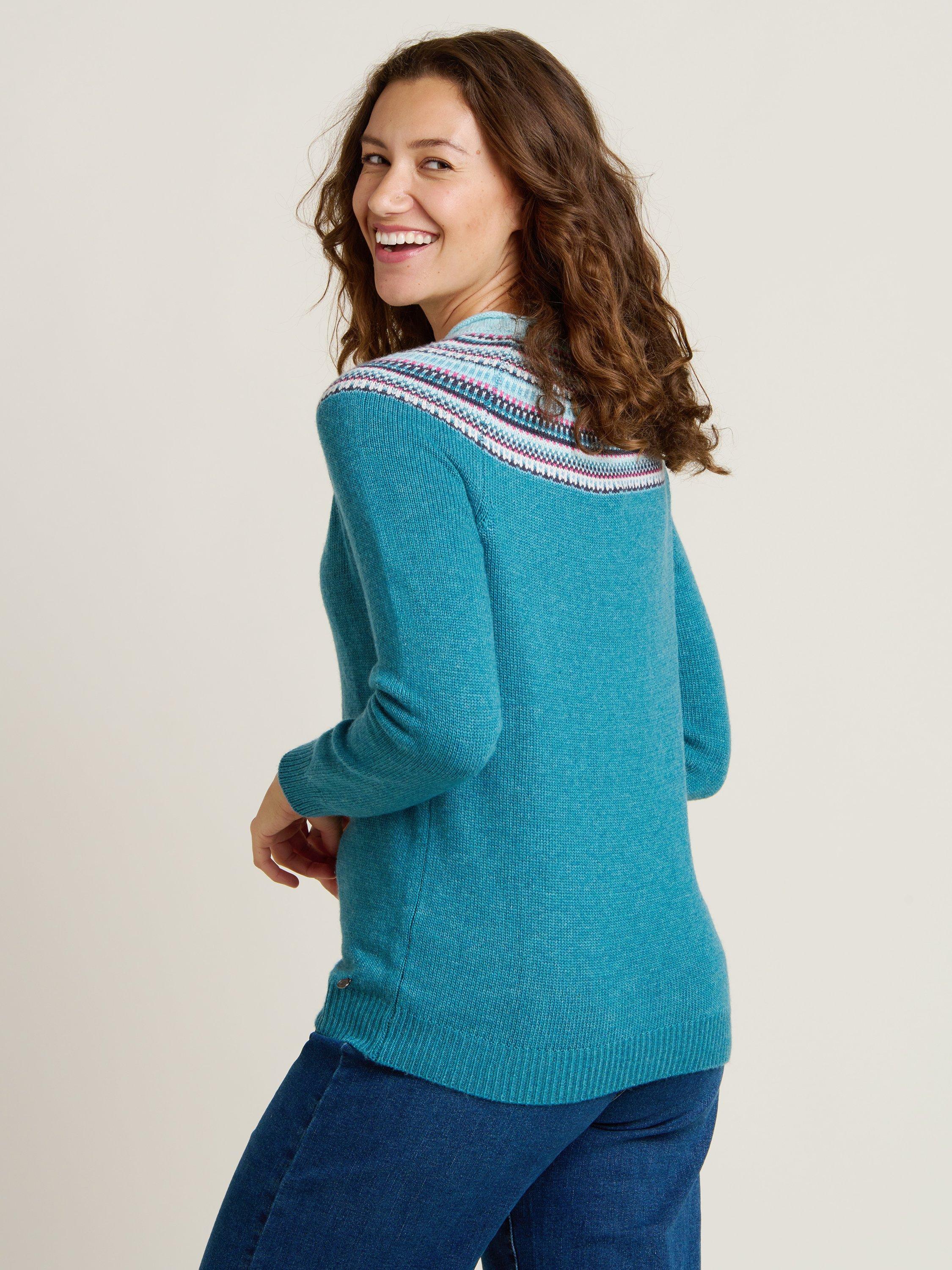 Product image 2 of 4, which shows Brakeburn Fair Isle Knit Crew Neck Jumper, Teal, 8