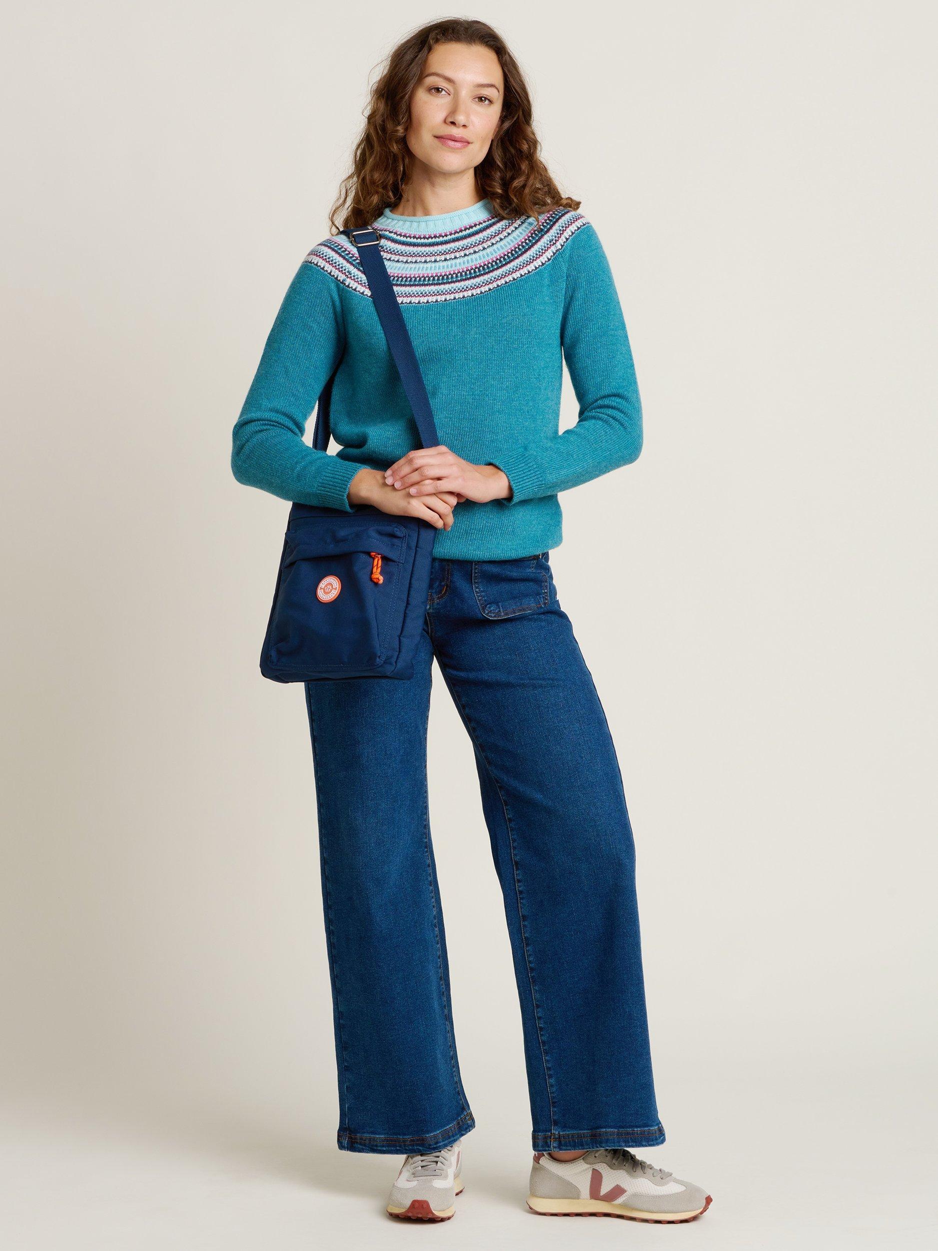 Product image 4 of 4, which shows Brakeburn Fair Isle Knit Crew Neck Jumper, Teal, 8