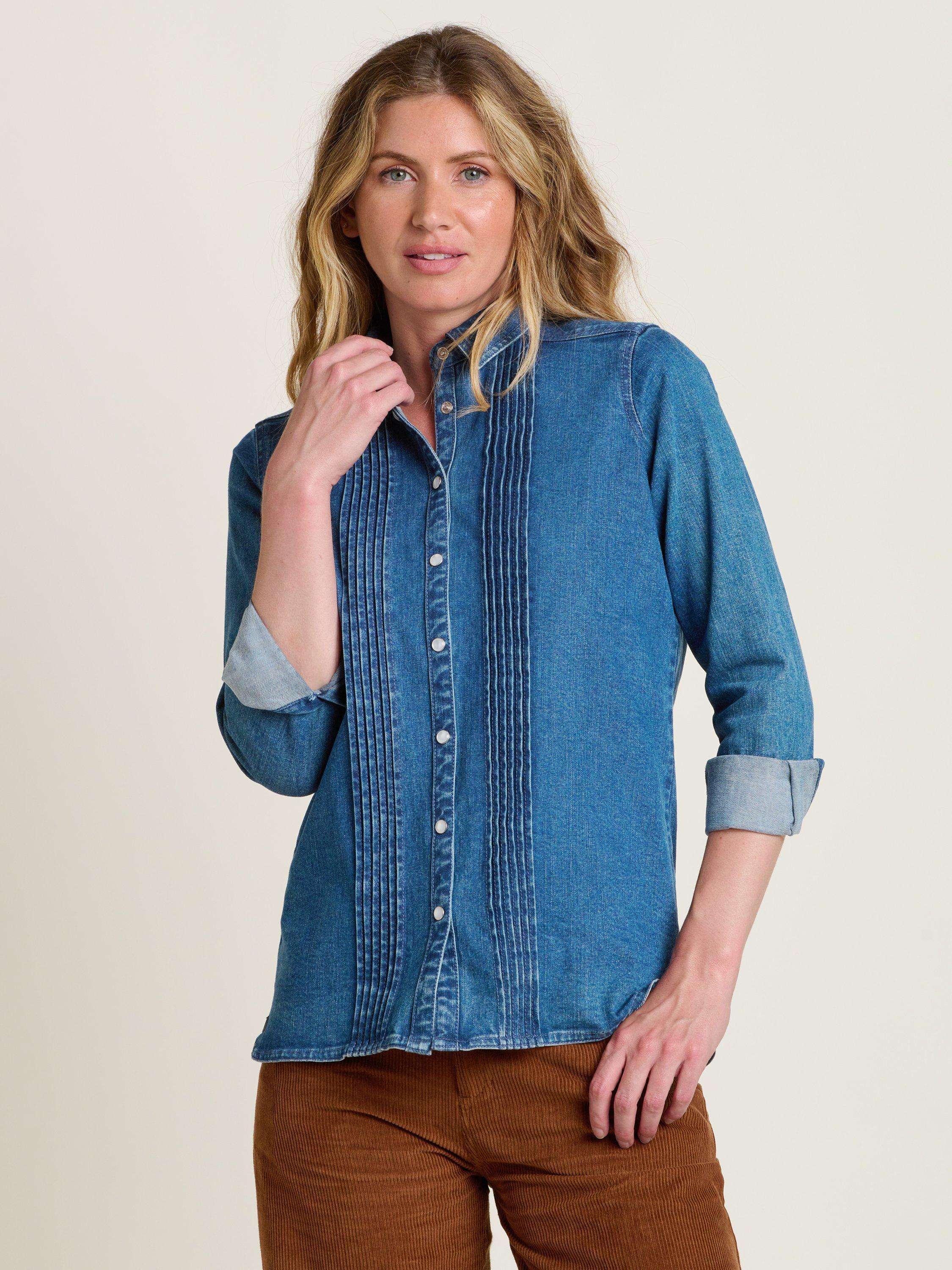 Product image 1 of 4, which shows Brakeburn Seatown Pintuck Denim Shirt, Blue, 8